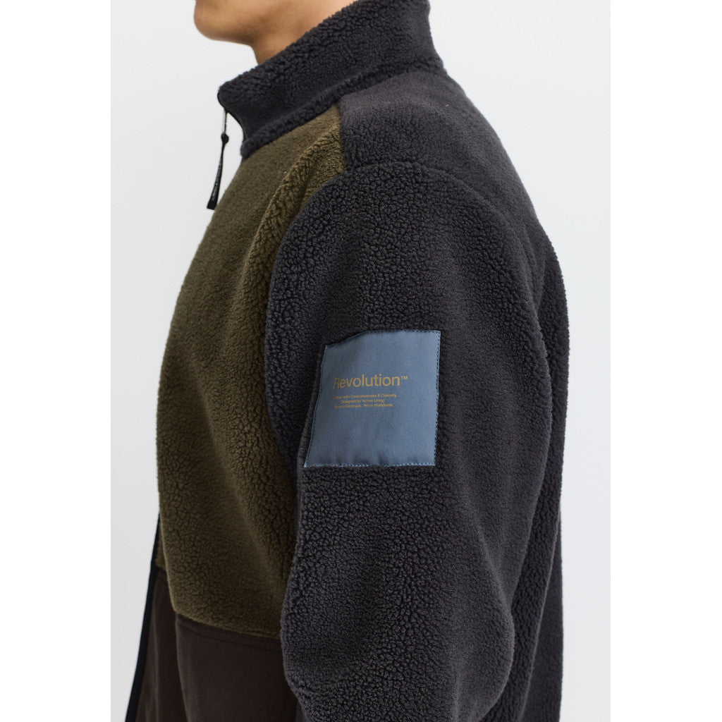 Revolution Blocked Teddy Jacket Fleece Darkgrey