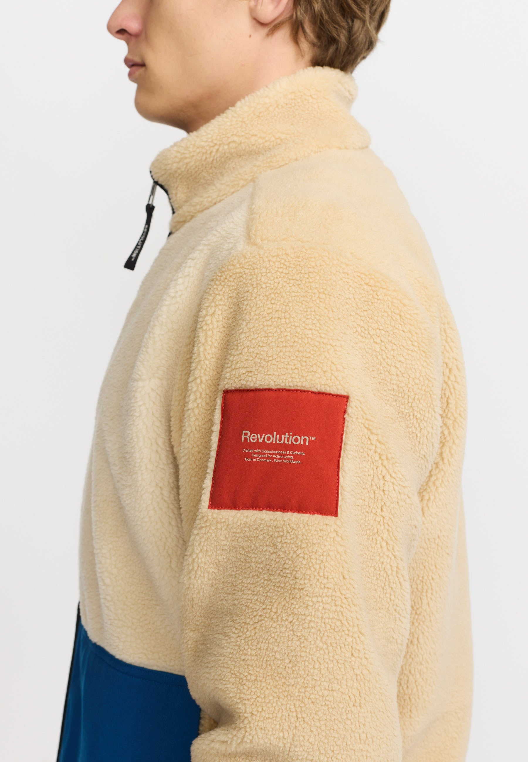 Revolution Blocked Teddy Jacket Fleece Offwhite