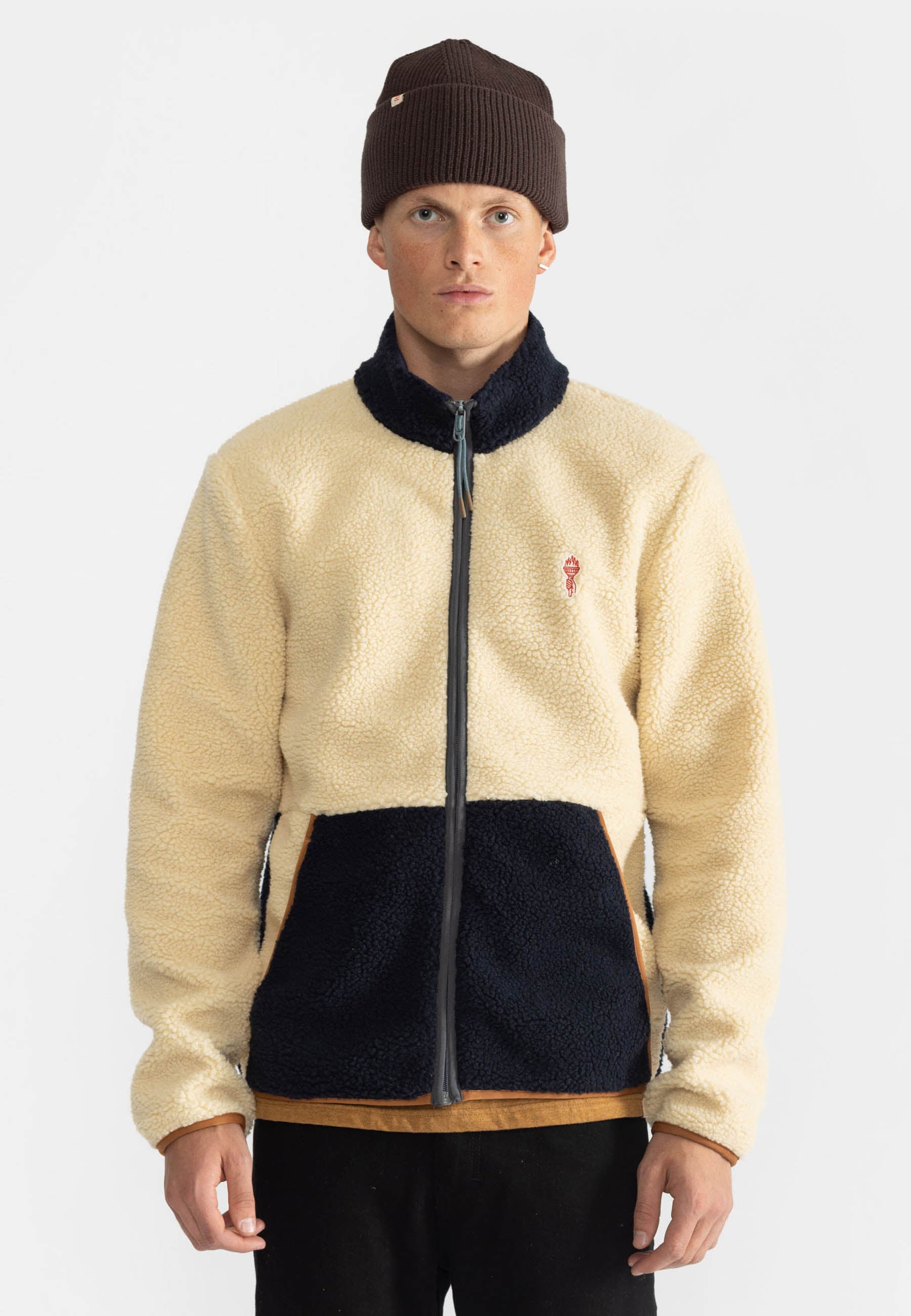 Revolution Blocked Teddy Jacket Fleece Dustblue