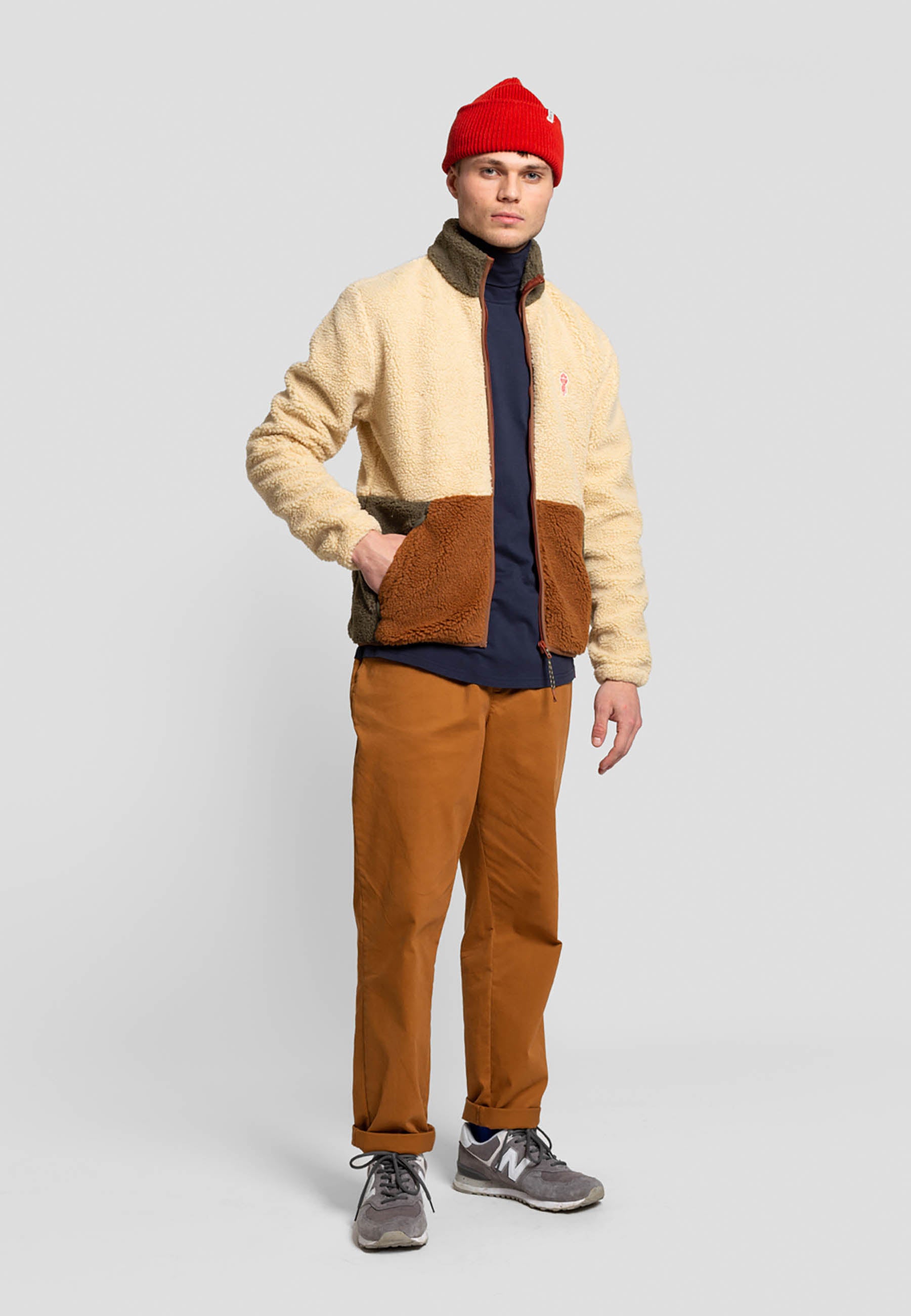 Revolution Blocked Teddy Jacket Fleece Offwhite