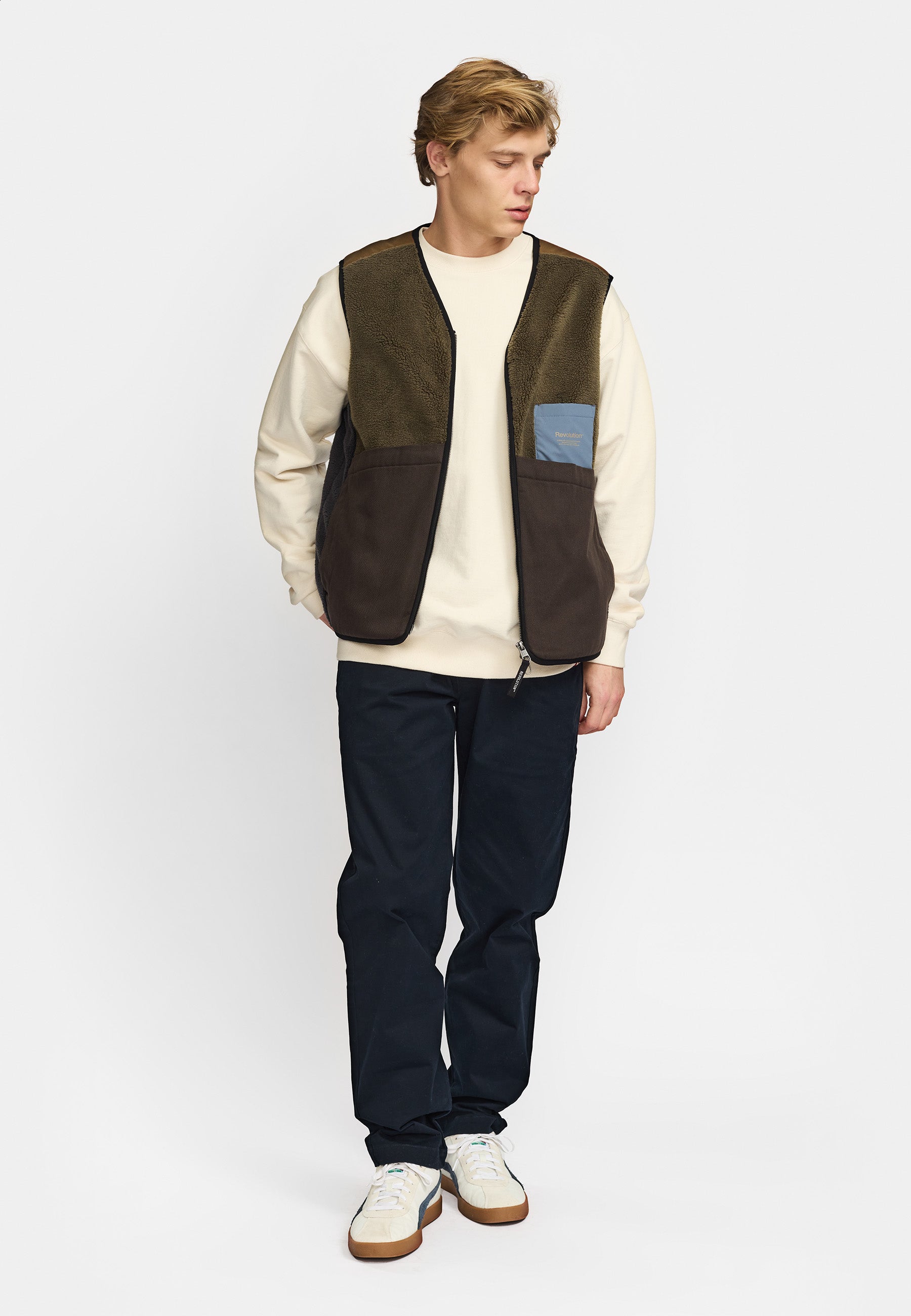 Revolution Blocked Teddy Vest Fleece Darkgrey