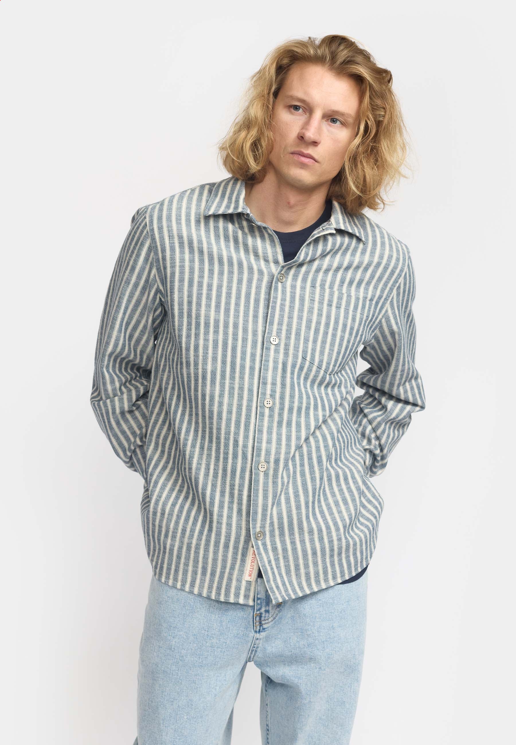 Revolution Casual Overshirt Long-sleeve Shirts Blue