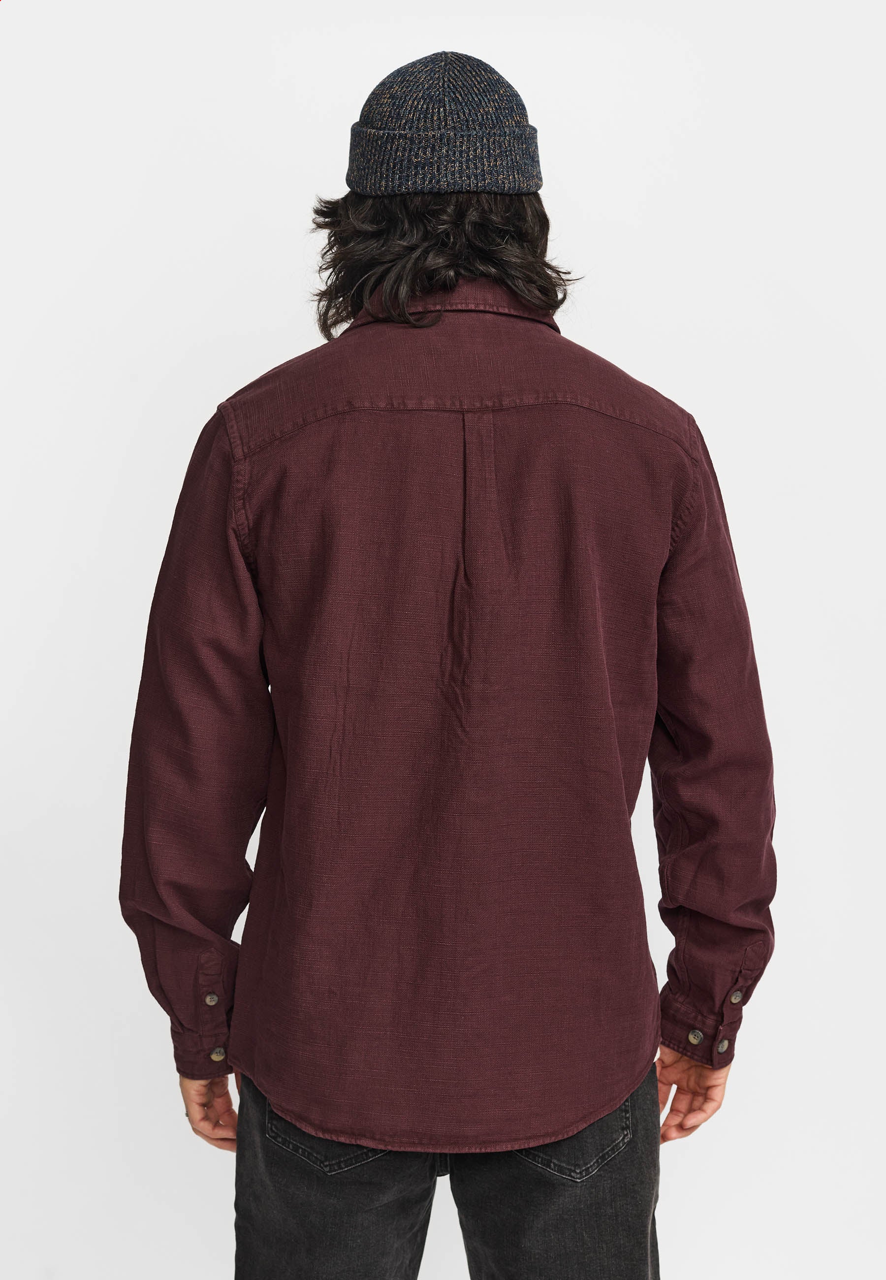 Revolution Casual Shirt Long-sleeve Shirts Darkburgundy
