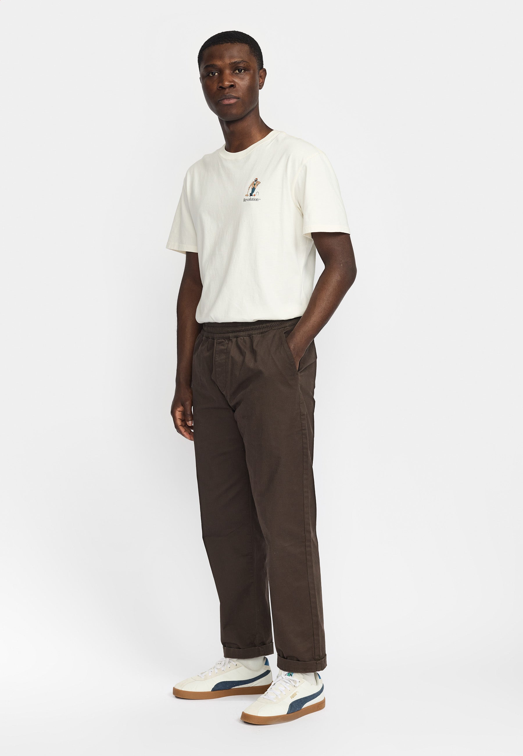 Revolution Casual Trousers Trousers Darkbrown