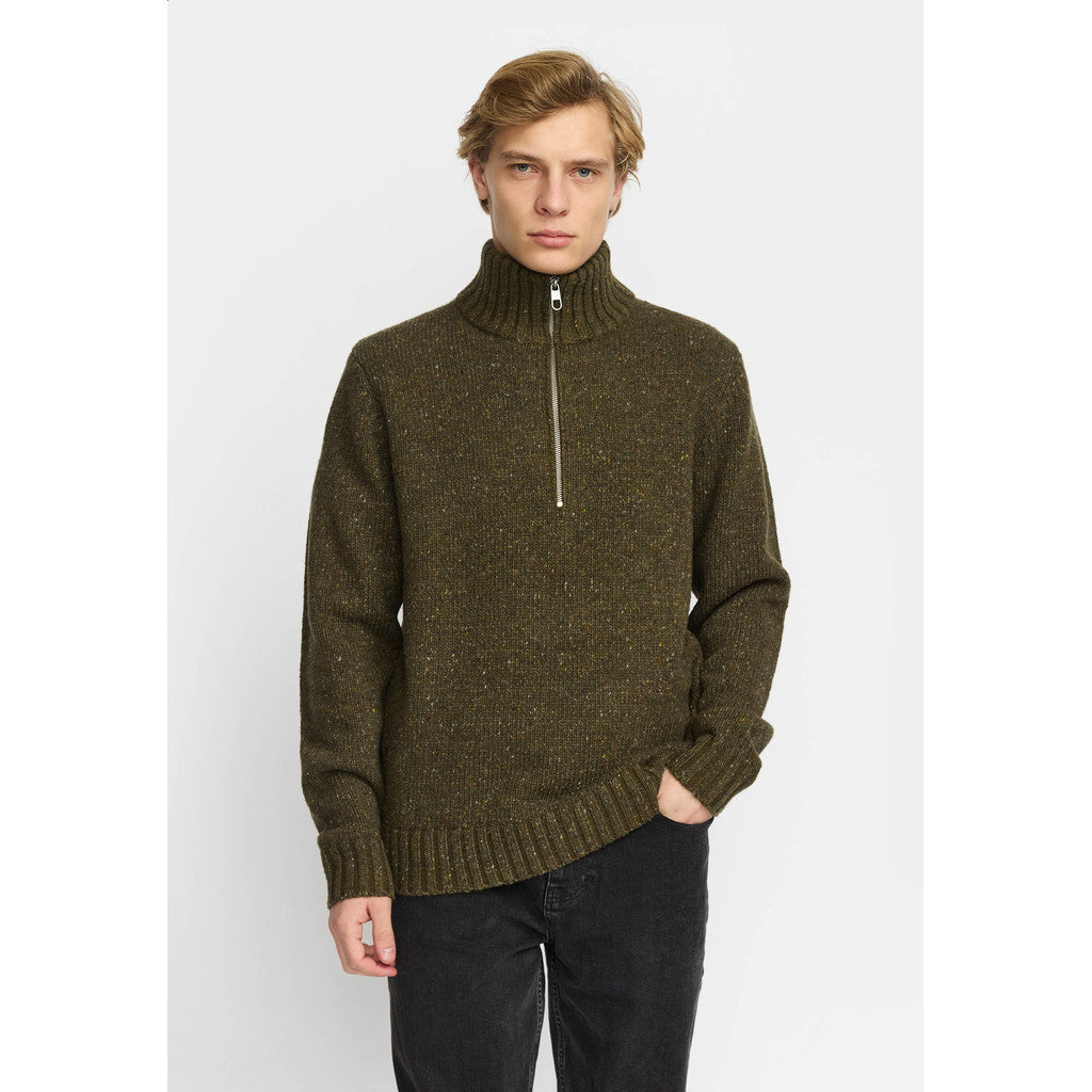 Revolution Half-zip Knit Knitwear Army