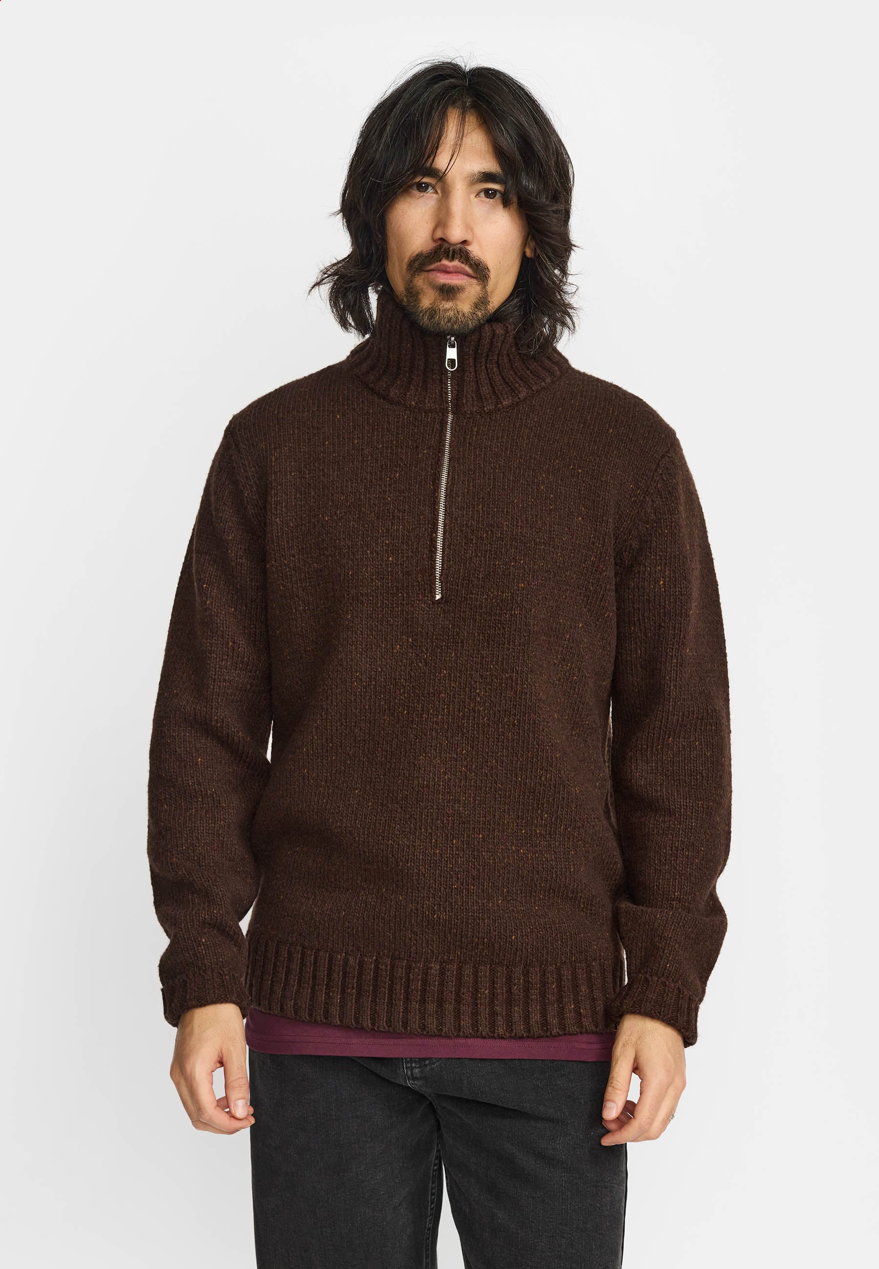 Revolution Half-zip Knit Knitwear Darkbrown
