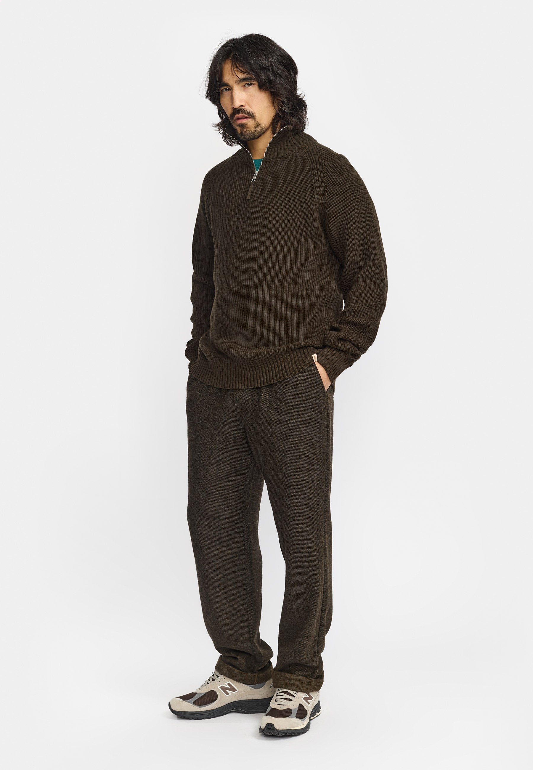 Revolution Half-zip Knit Knitwear Army