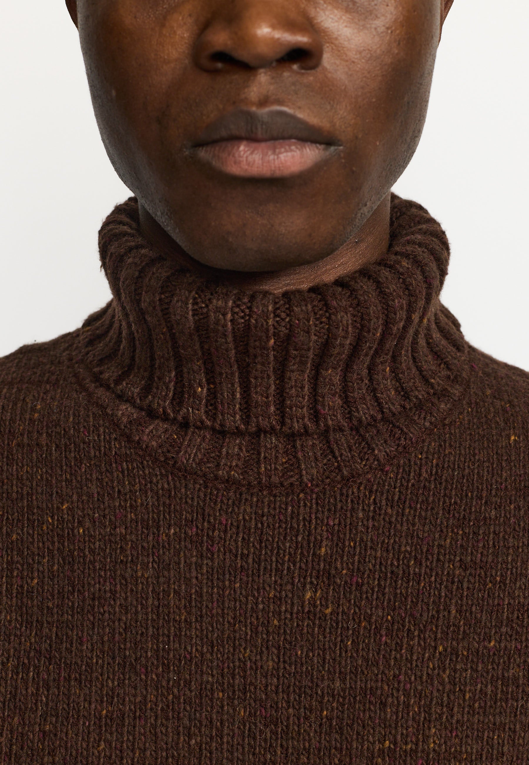 Revolution High-neck Sweater Knitwear Darkbrown