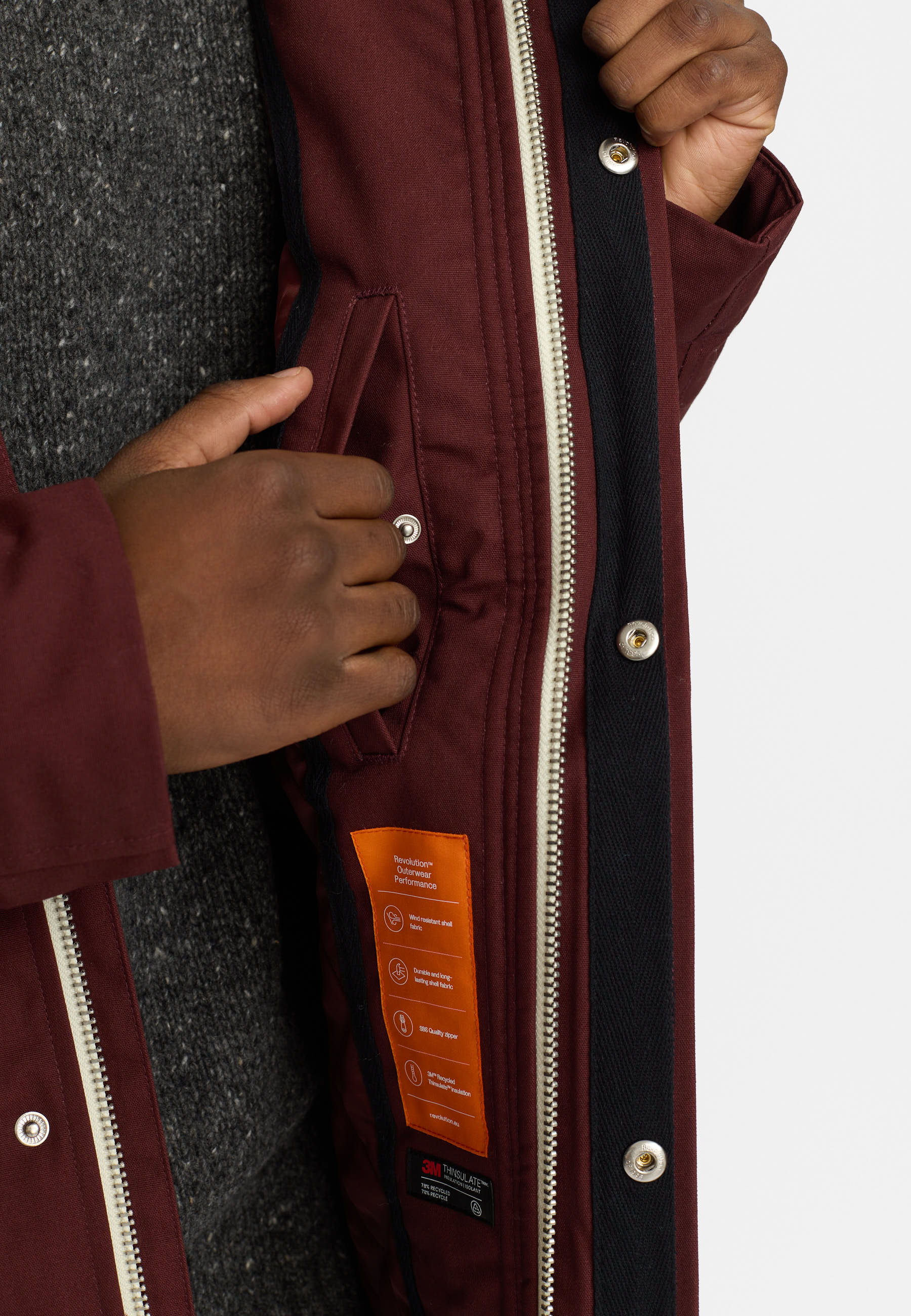 Revolution Hooded Jacket Winter Outerwear Burgundy