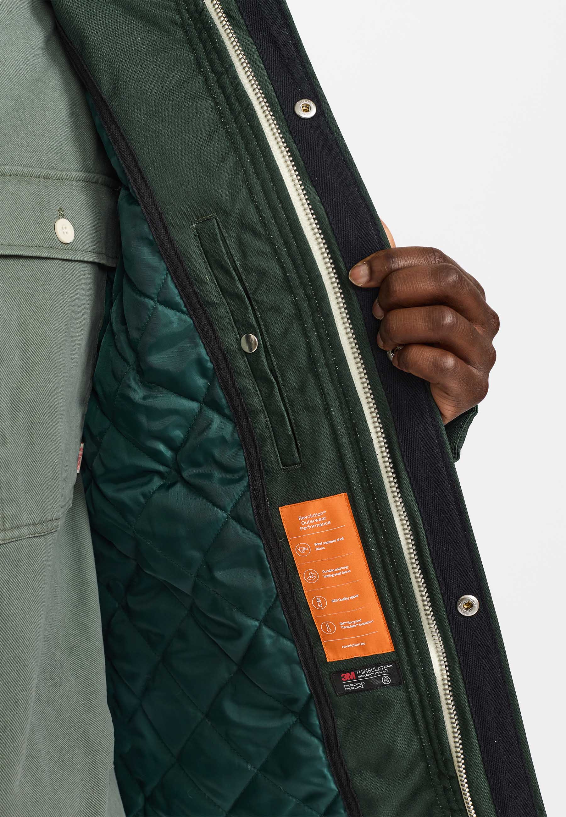 Revolution Hooded Jacket Winter Outerwear Darkgreen