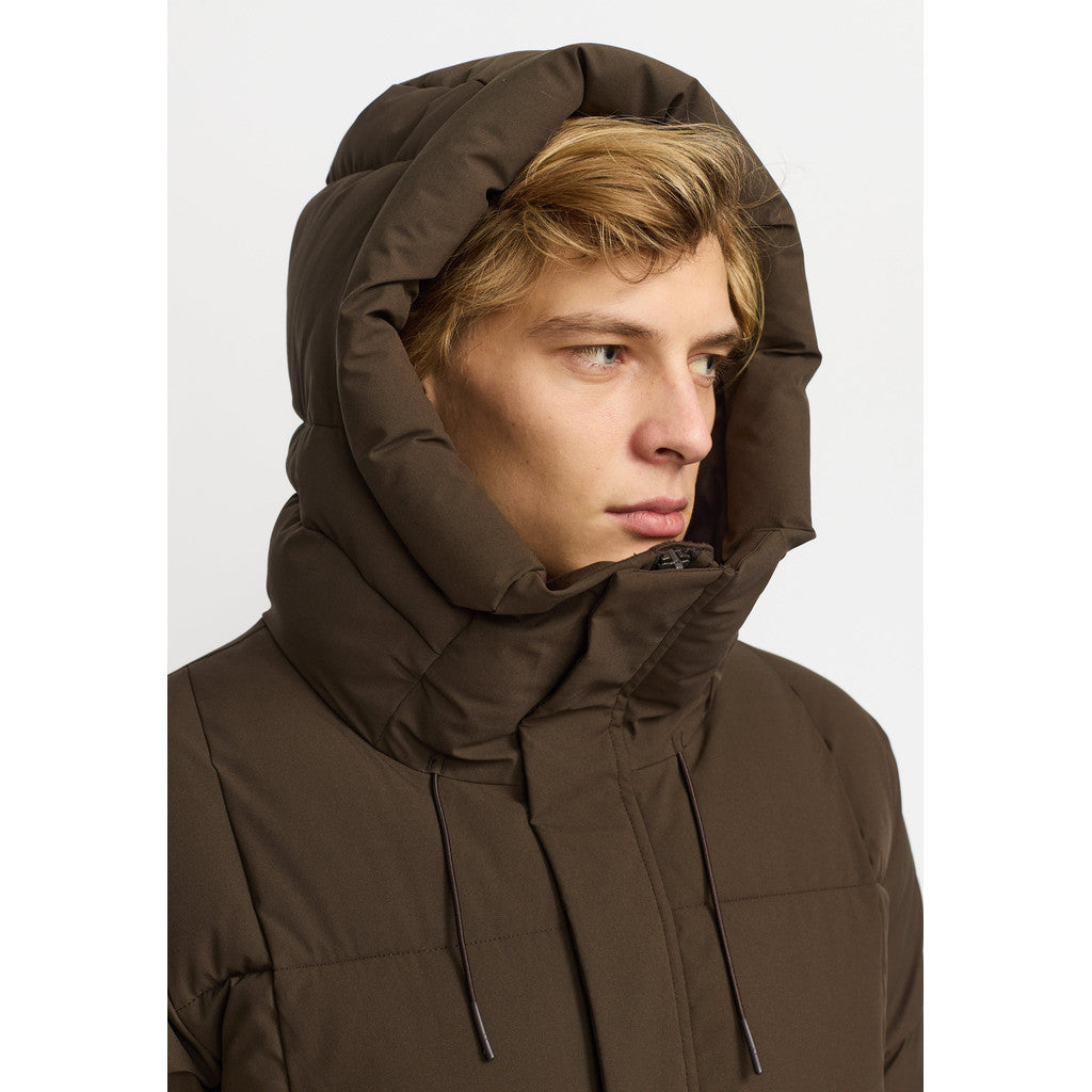 Revolution Hooded Puffer Jacket Winter Outerwear Darkbrown