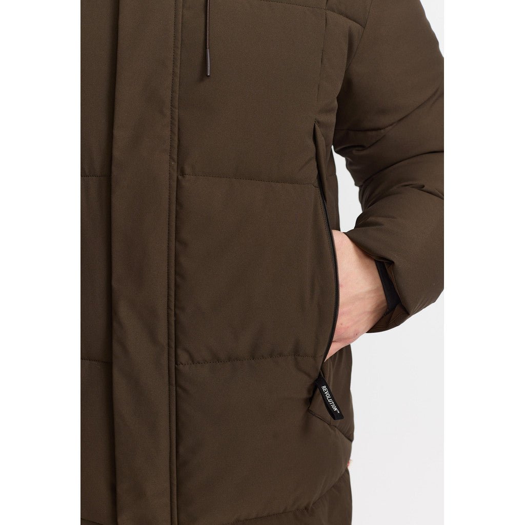 Revolution Hooded Puffer Jacket Winter Outerwear Darkbrown