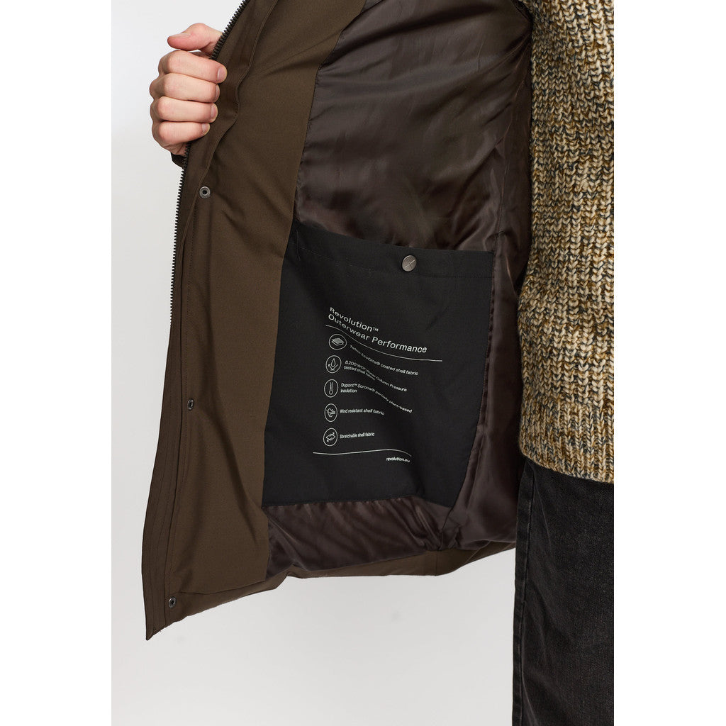 Revolution Hooded Puffer Jacket Winter Outerwear Darkbrown
