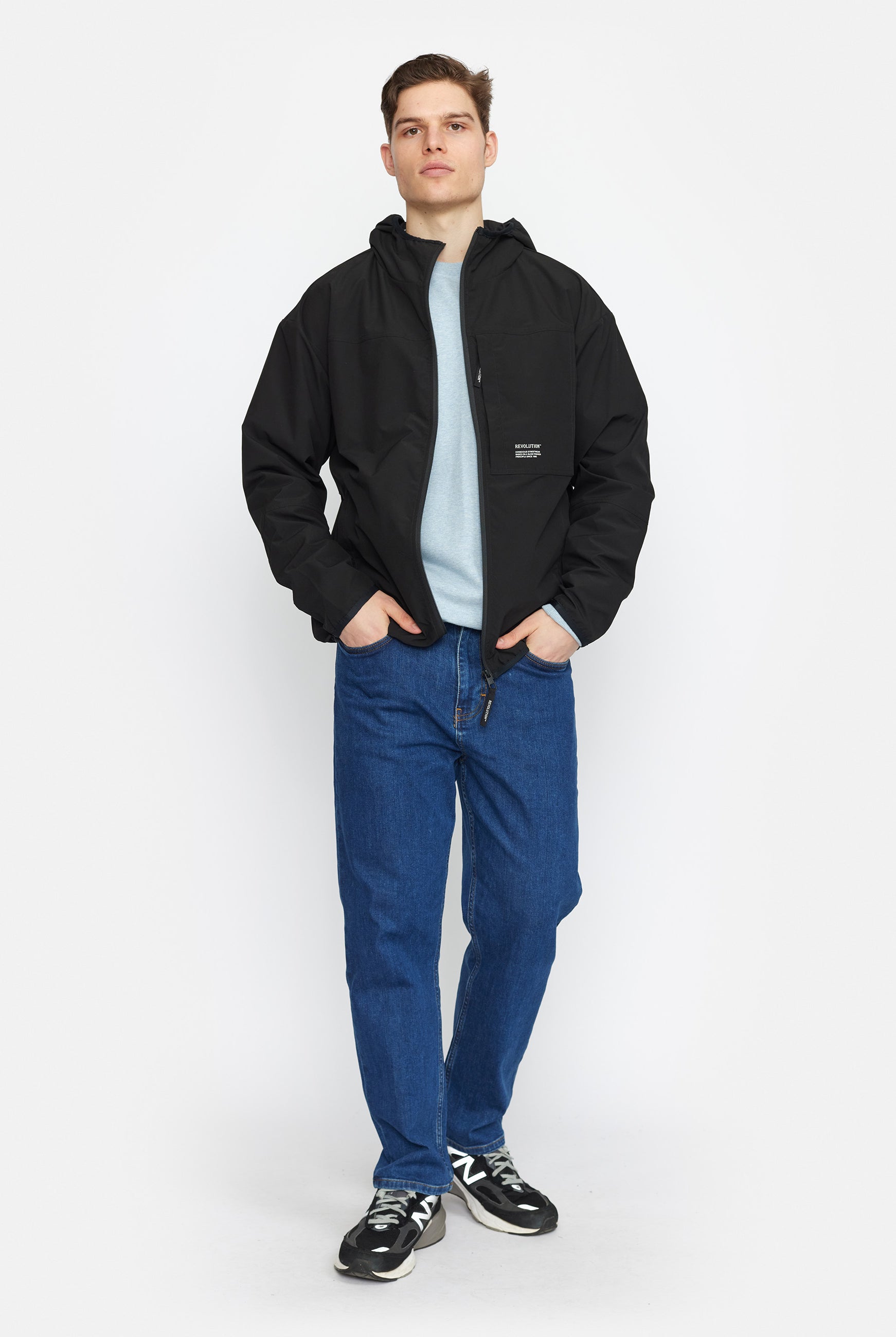 Revolution Hooded Track Jacket Lightweight Outerwear Black