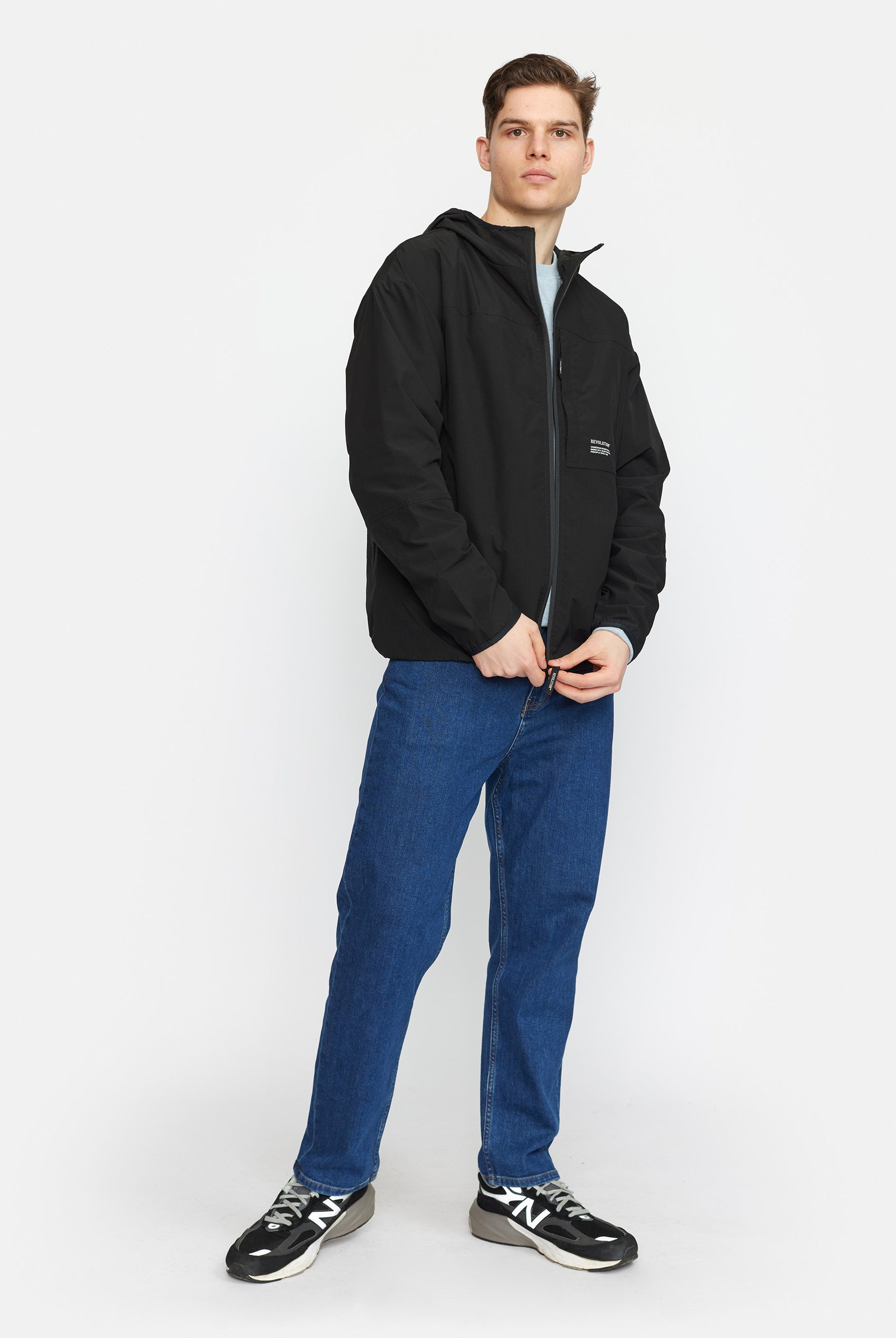 Revolution Hooded Track Jacket Lightweight Outerwear Black