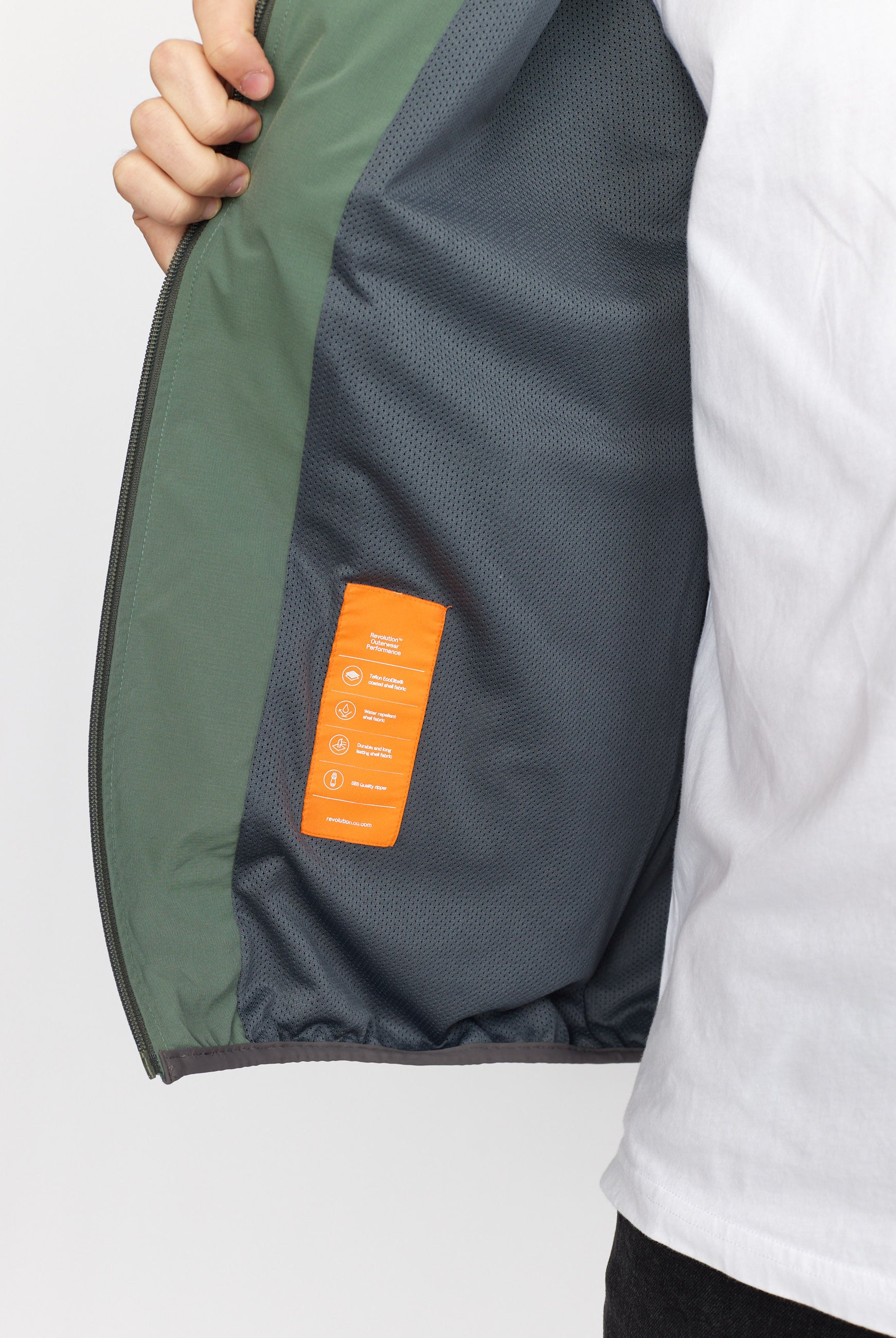 Revolution Hooded Track Jacket Lightweight Outerwear Dustgreen