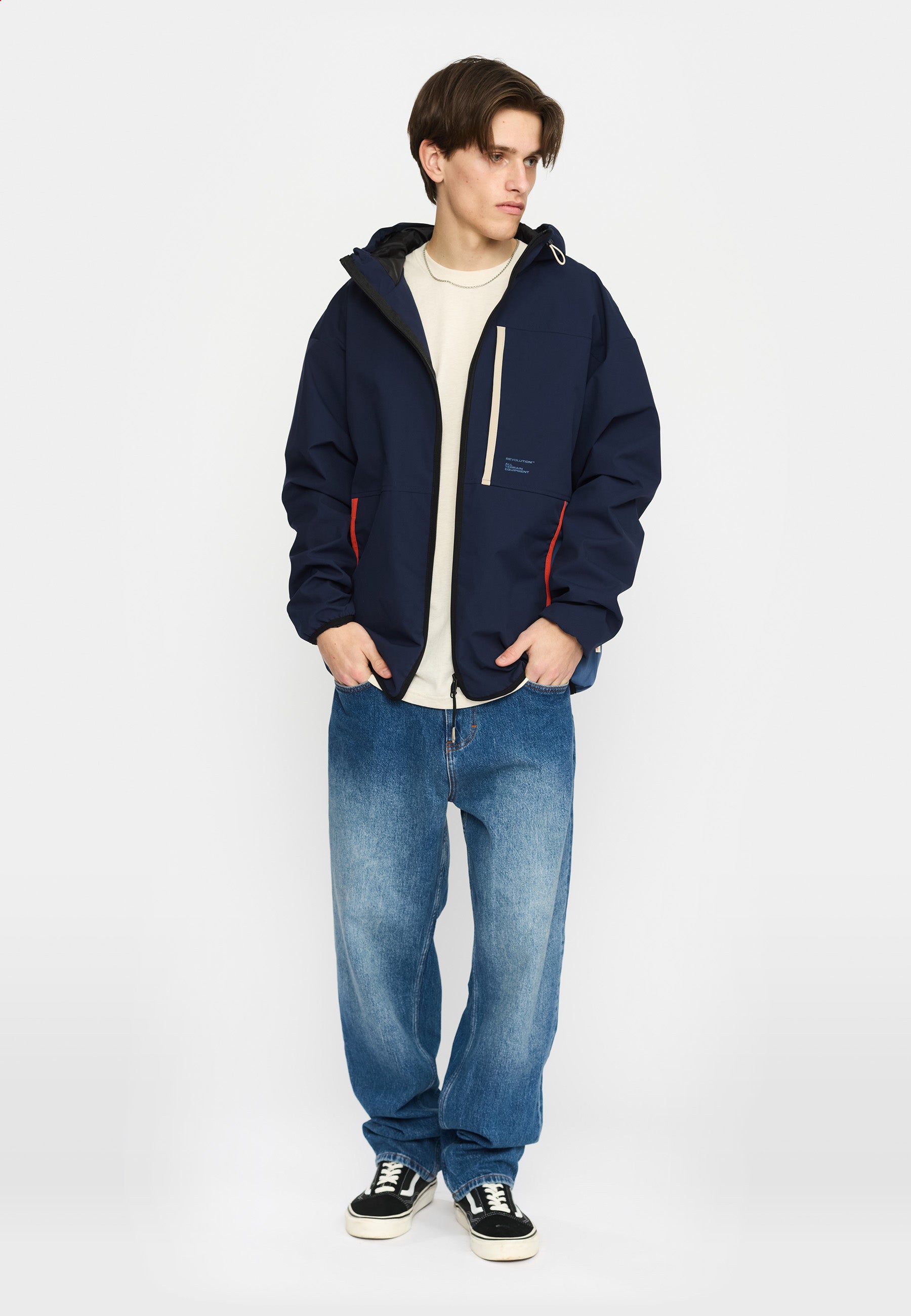 Revolution Hooded Track Jacket Lightweight Outerwear Navy