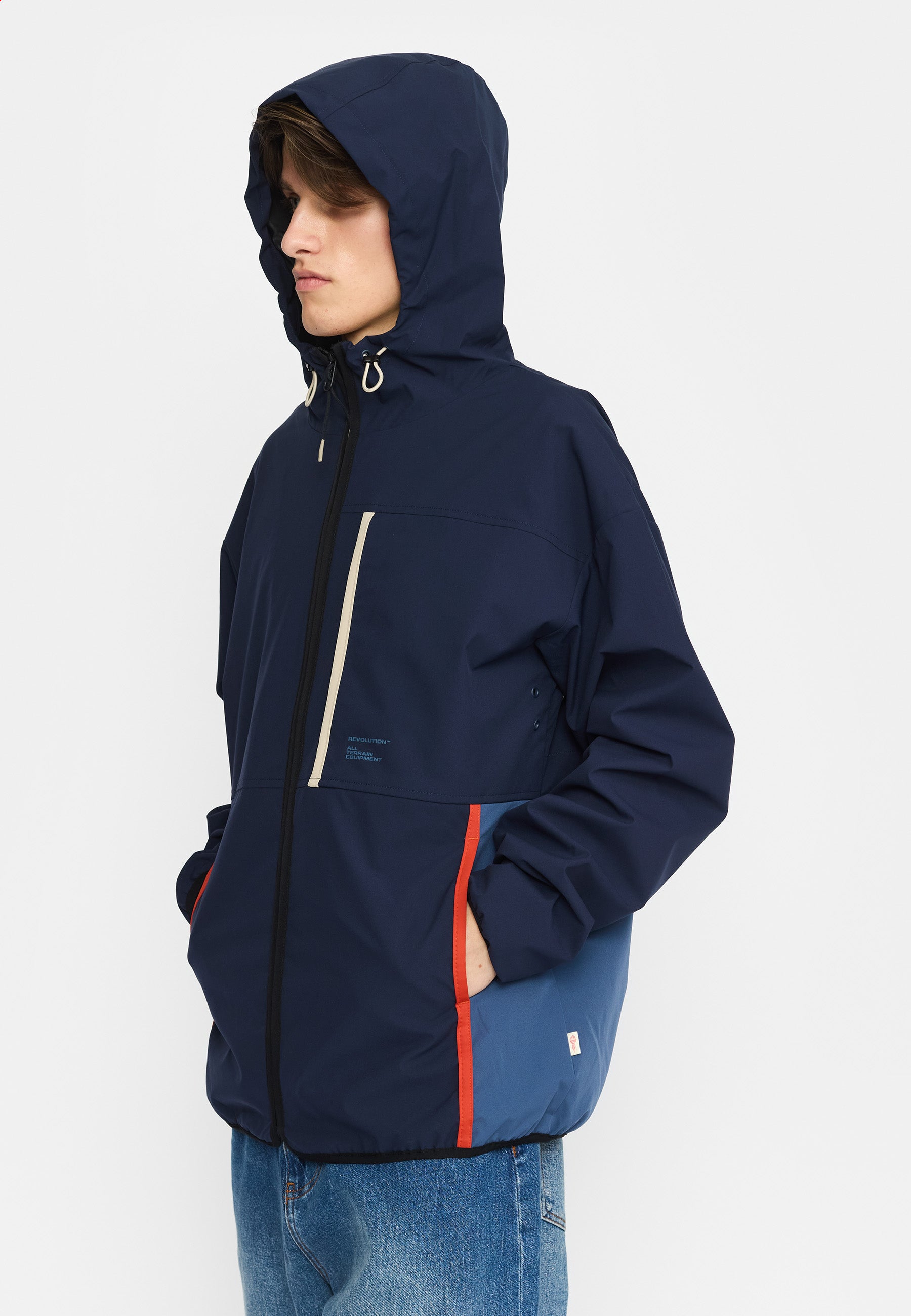 Revolution Hooded Track Jacket Lightweight Outerwear Navy