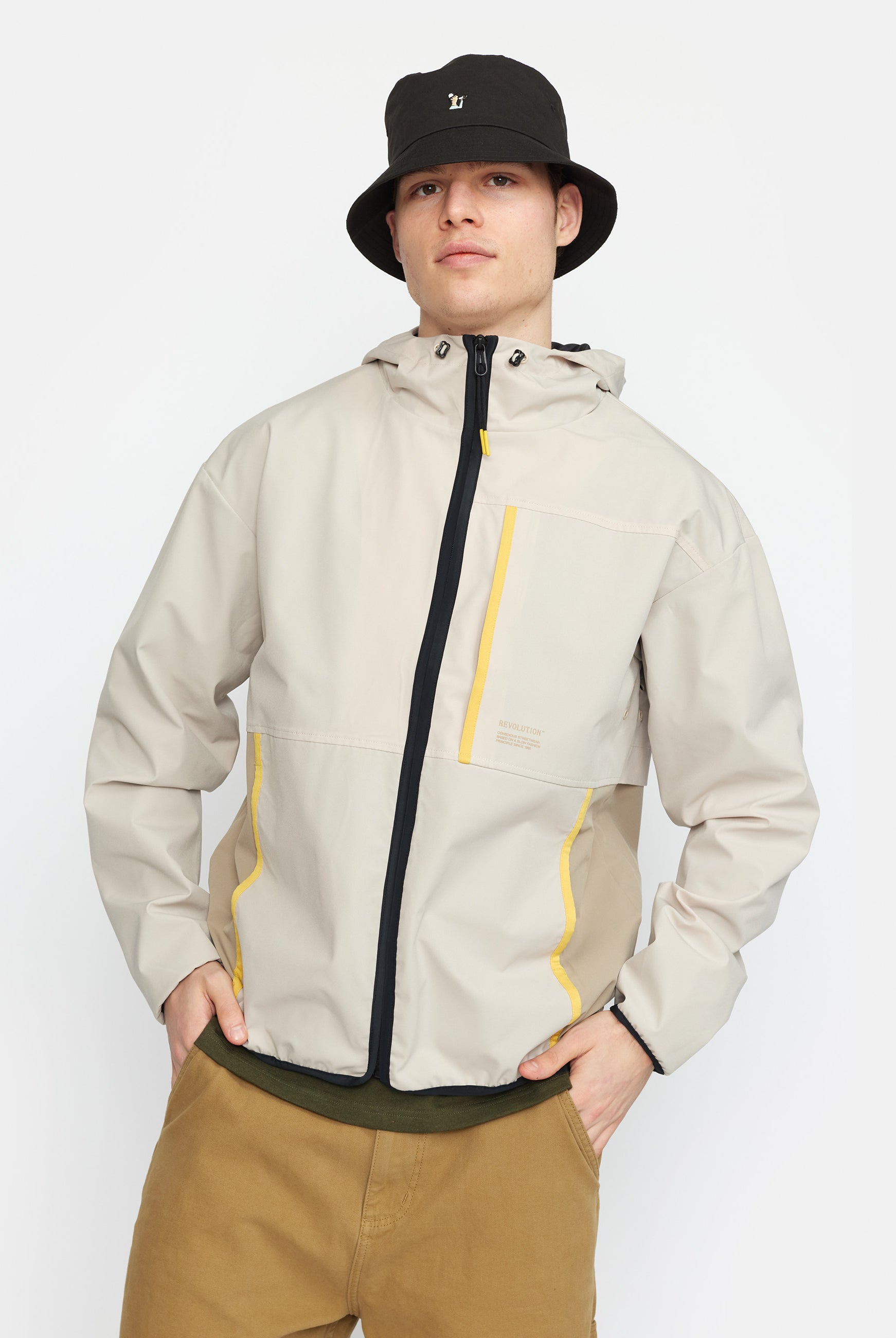 Revolution Hooded Track Jacket Lightweight Outerwear Offwhite