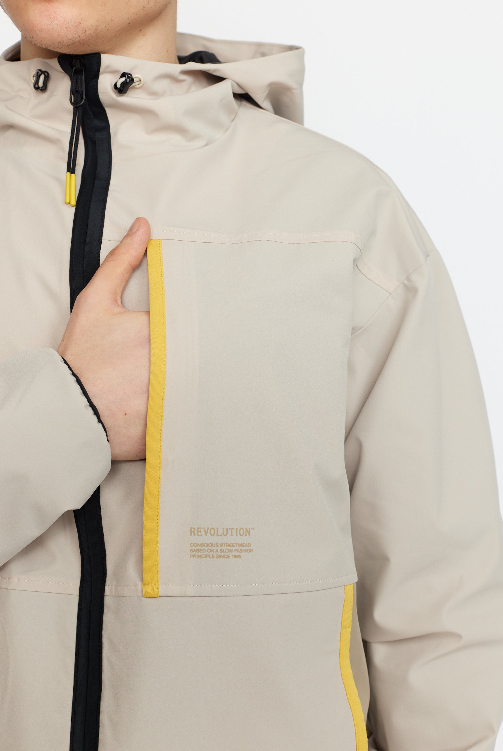 Revolution Hooded Track Jacket Lightweight Outerwear Offwhite