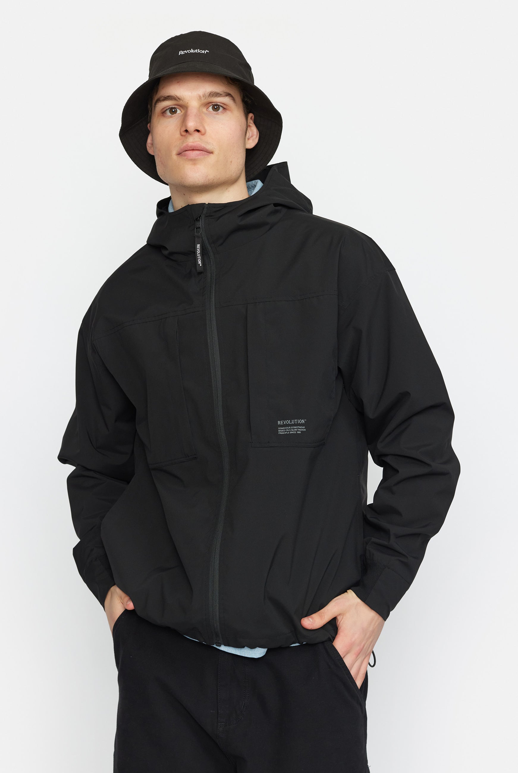 Revolution Hooded Windbreaker Lightweight Outerwear Black