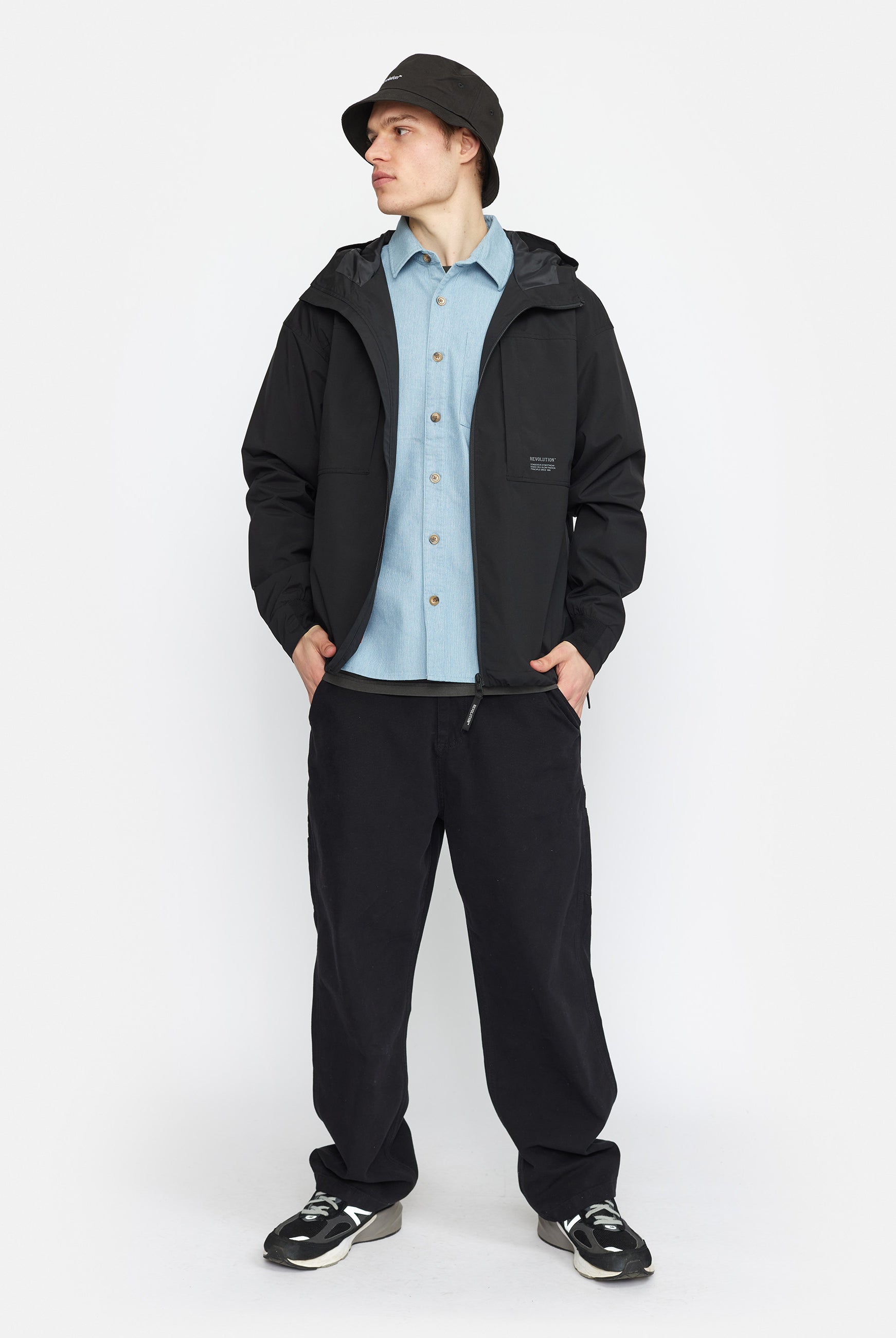 Revolution Hooded Windbreaker Lightweight Outerwear Black