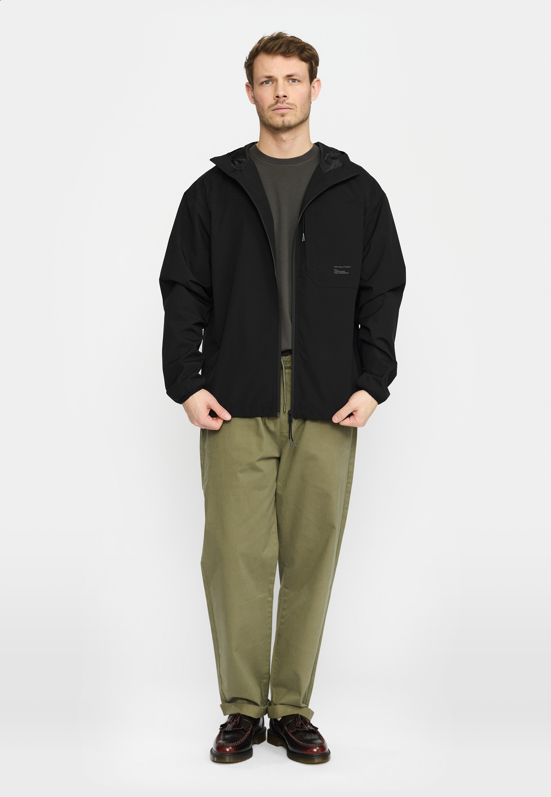 Revolution Hooded Windbreaker Lightweight Outerwear Black