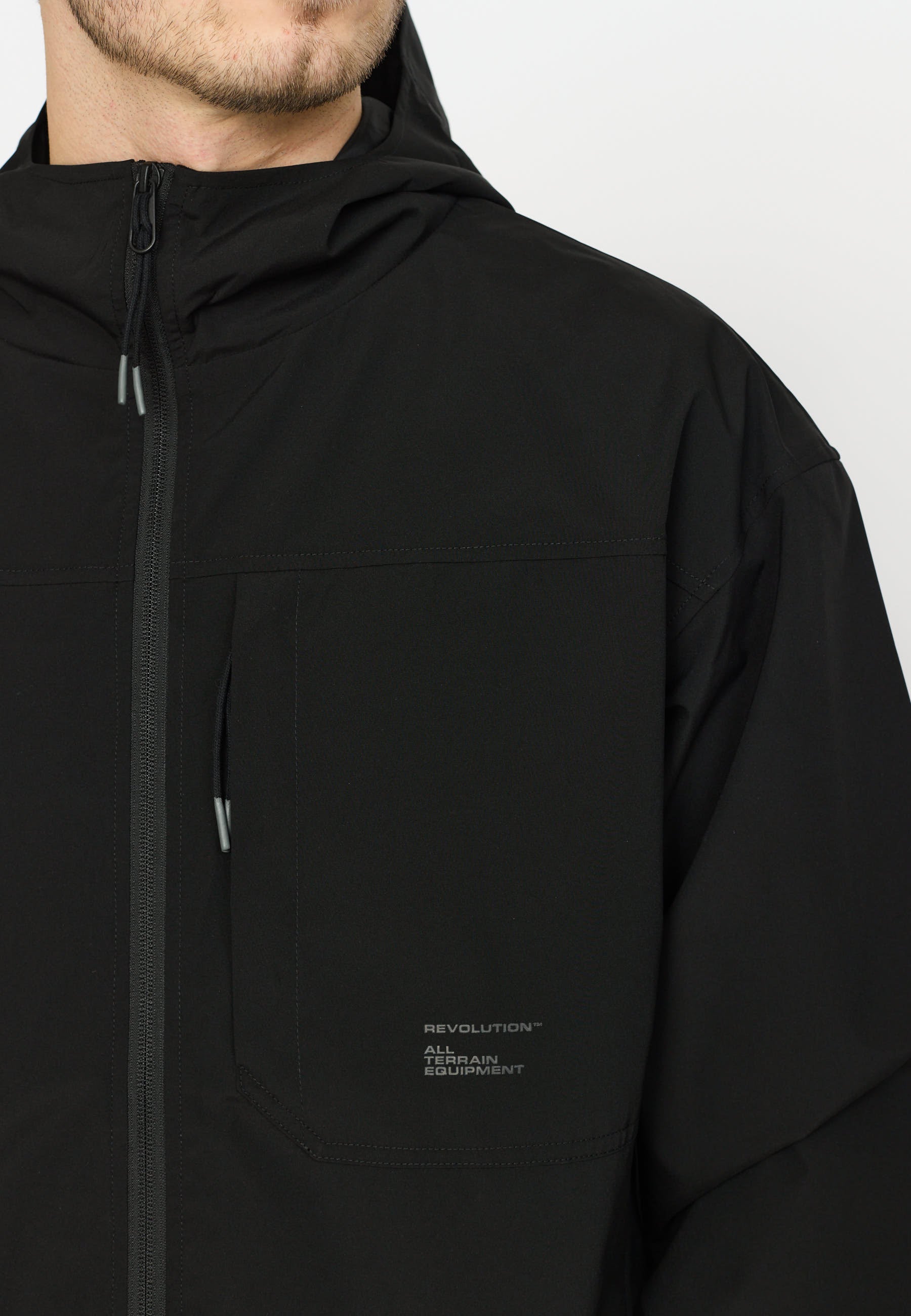 Revolution Hooded Windbreaker Lightweight Outerwear Black