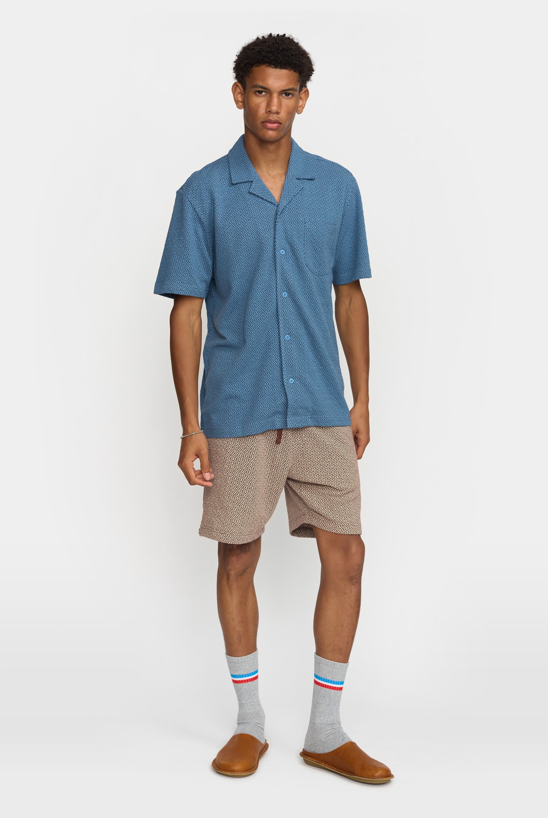 Revolution Jaquard Short-sleeved Cuban Shirt Short-sleeve shirts Blue