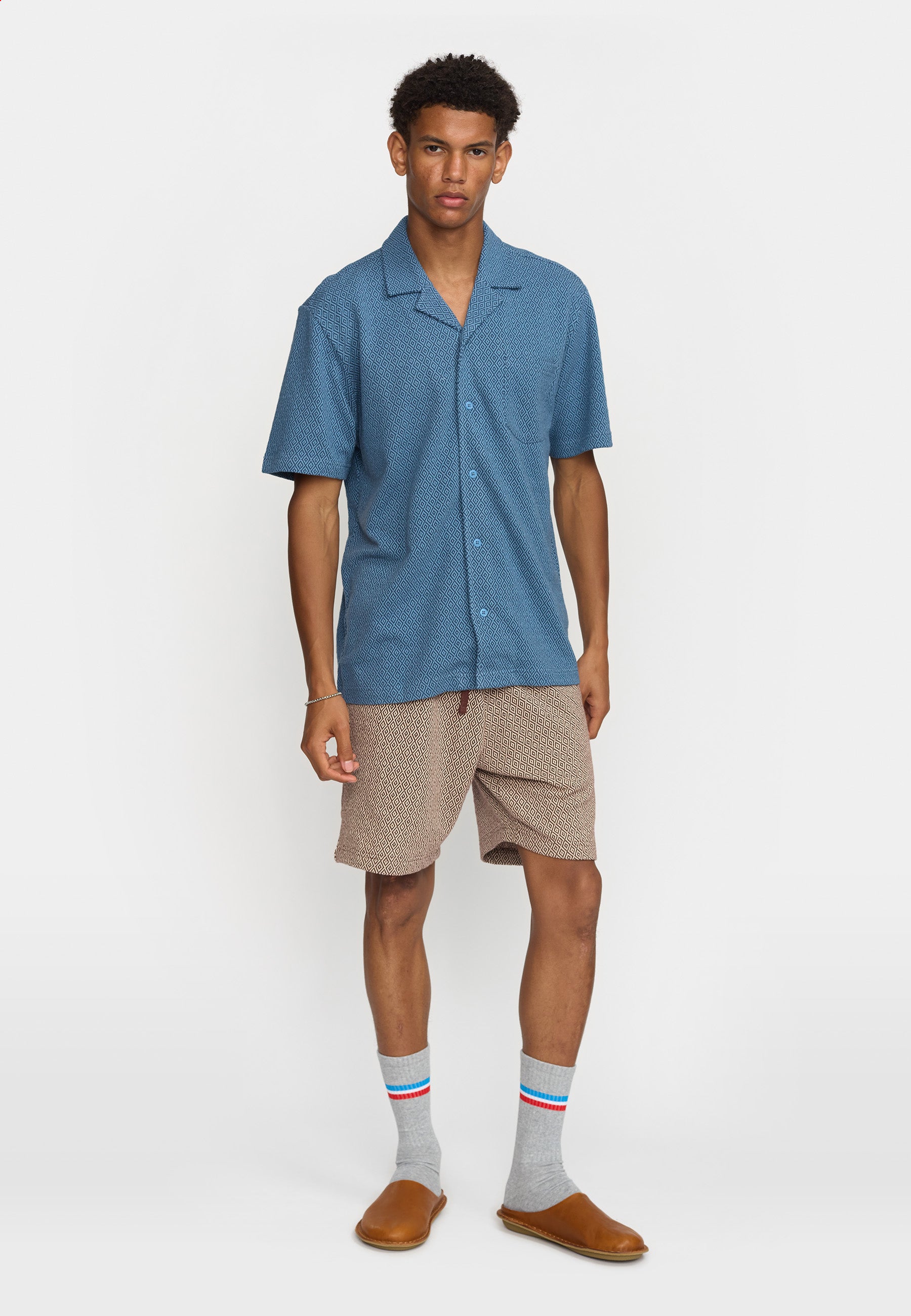 Revolution Jaquard Short-sleeved Cuban Shirt Short-sleeve shirts Blue