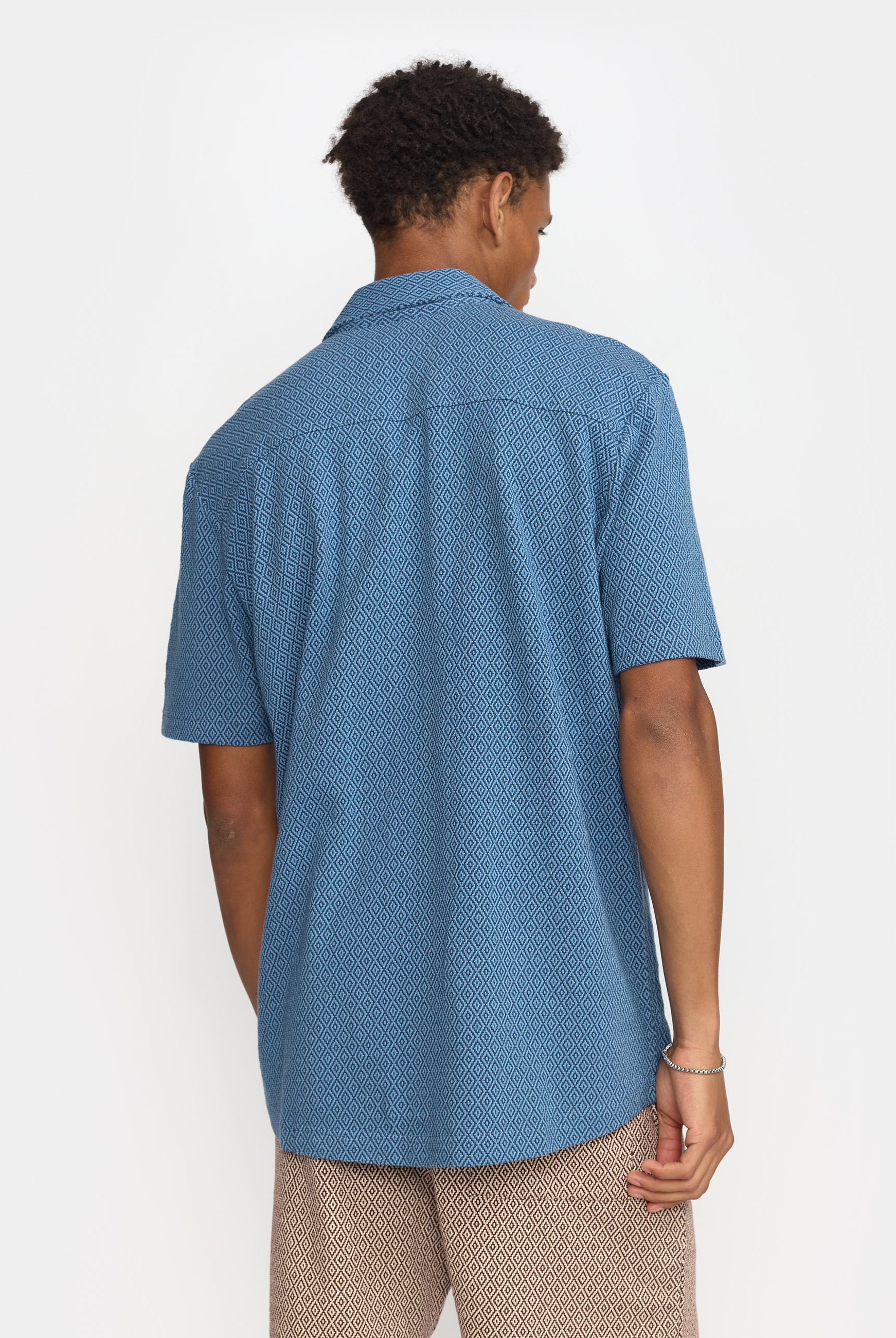 Revolution Jaquard Short-sleeved Cuban Shirt Short-sleeve shirts Blue