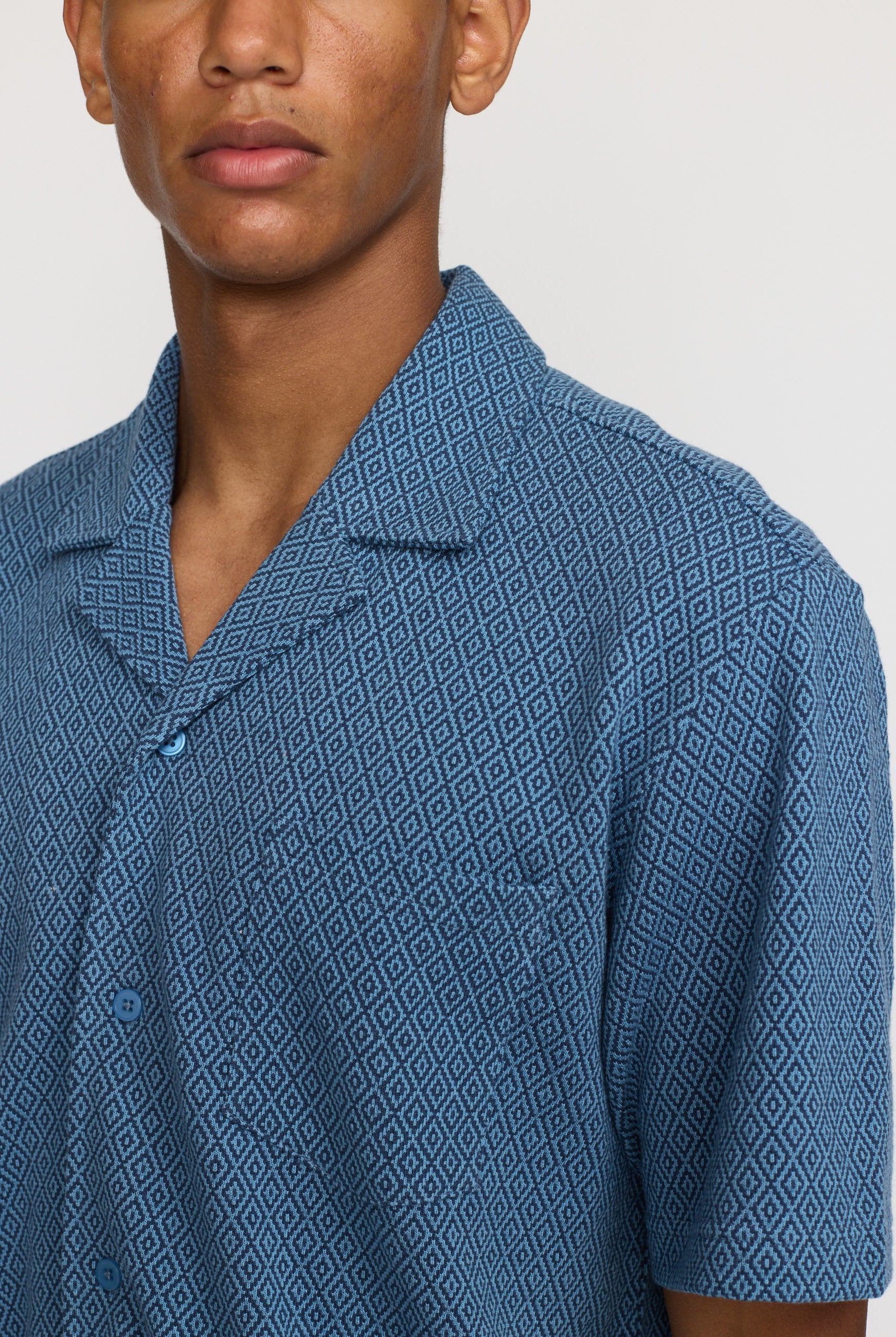 Revolution Jaquard Short-sleeved Cuban Shirt Short-sleeve shirts Blue