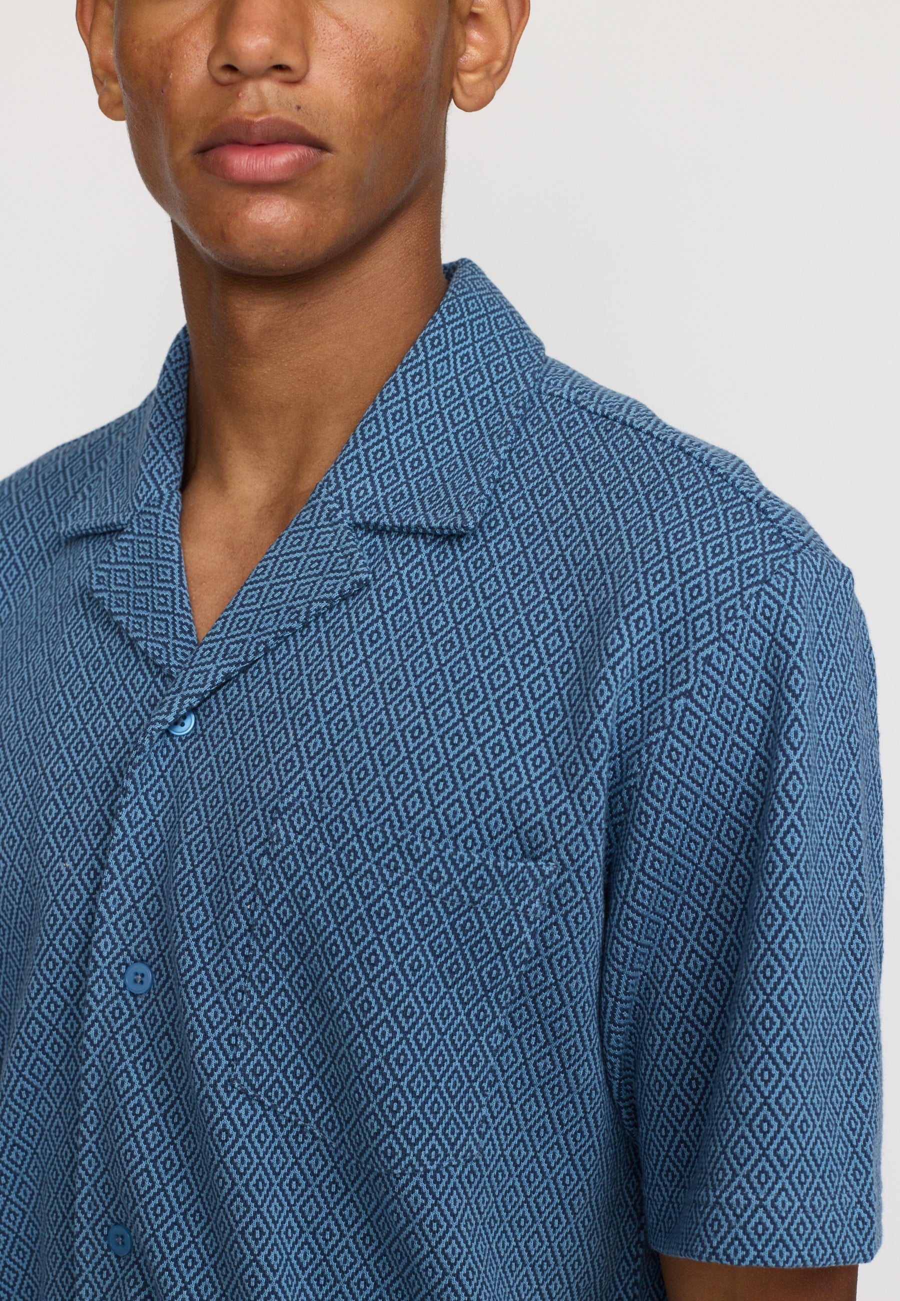 Revolution Jaquard Short-sleeved Cuban Shirt Short-sleeve shirts Blue