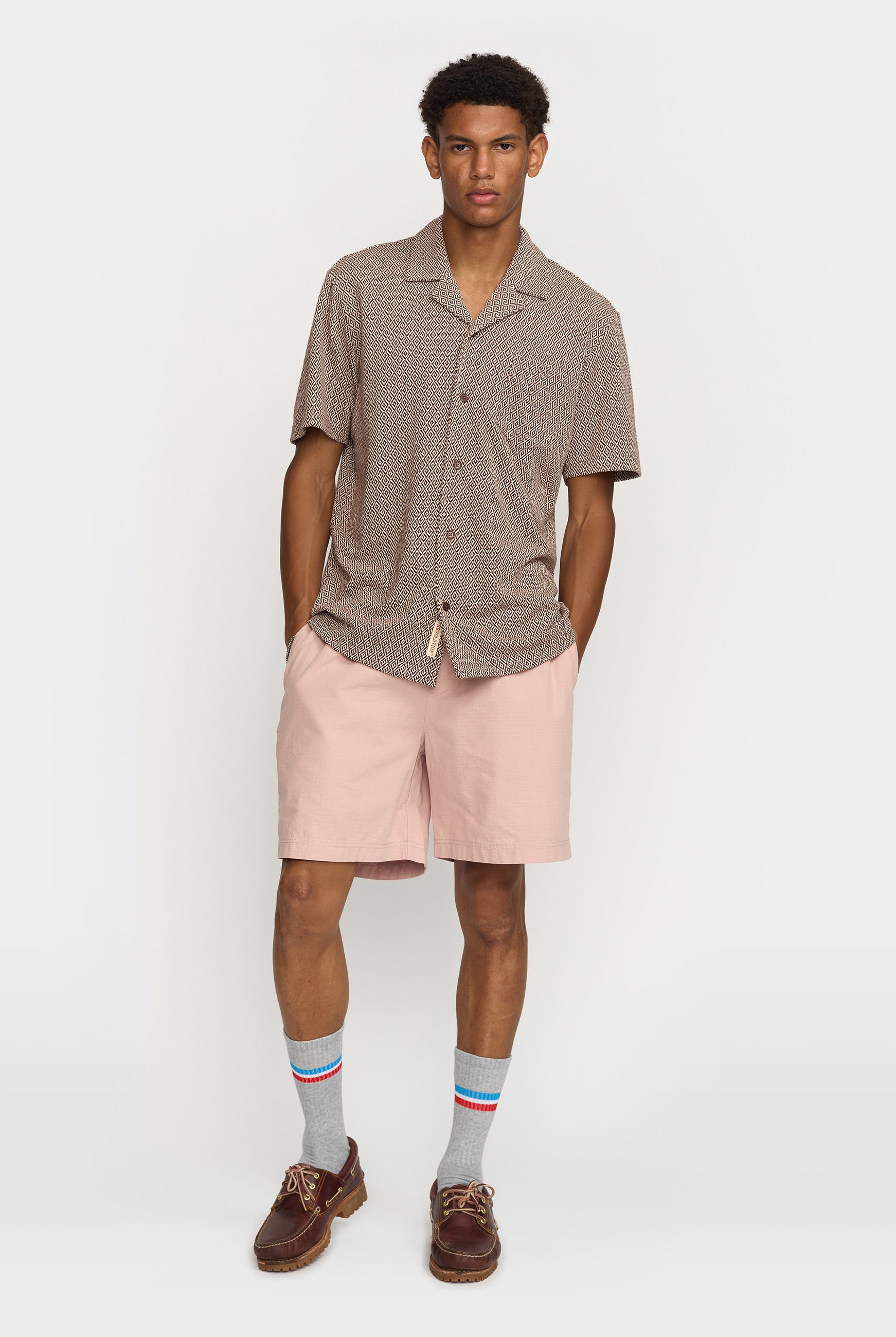 Revolution Jaquard Short-sleeved Cuban Shirt Short-sleeve shirts Brown
