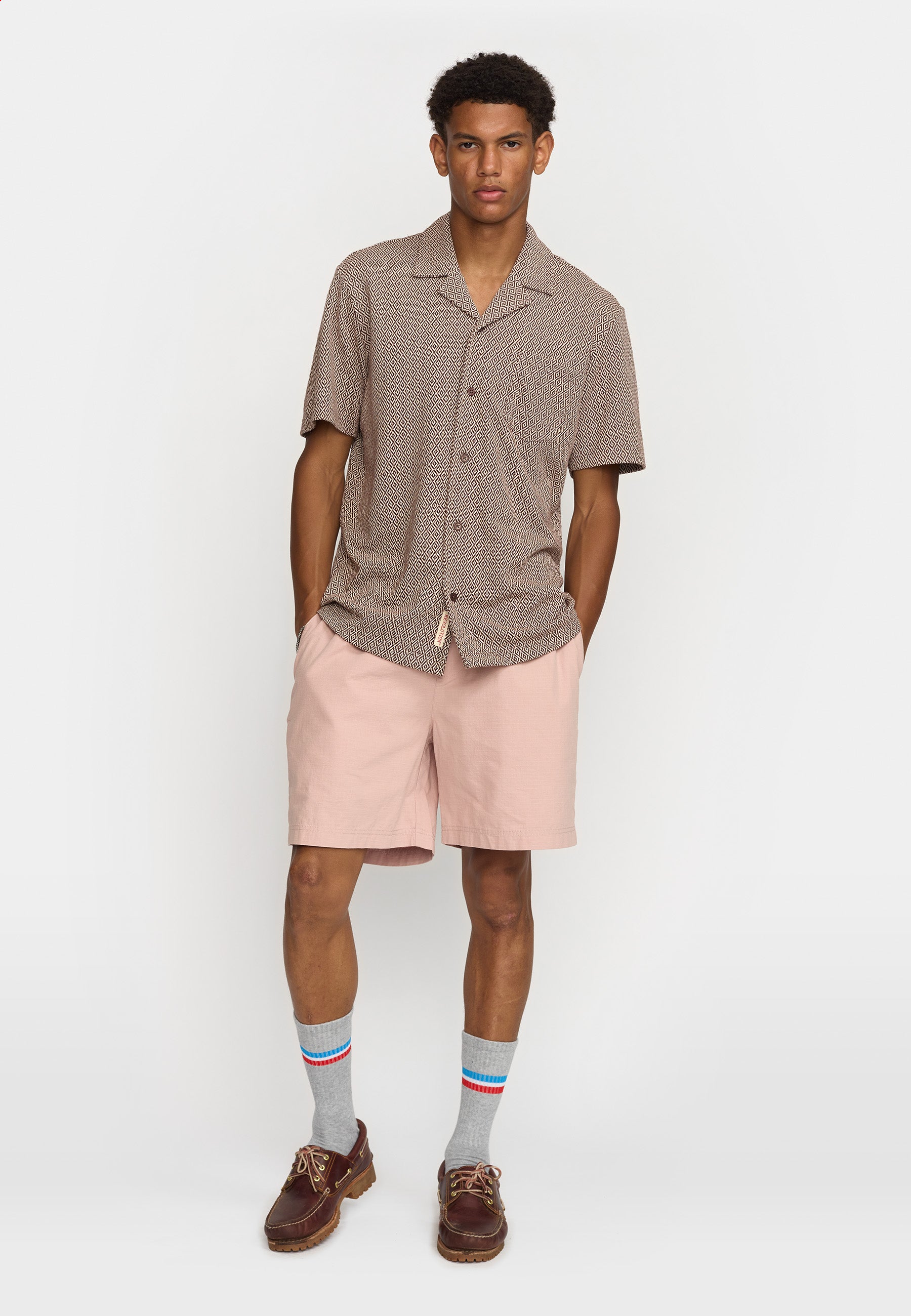 Revolution Jaquard Short-sleeved Cuban Shirt Short-sleeve shirts Brown