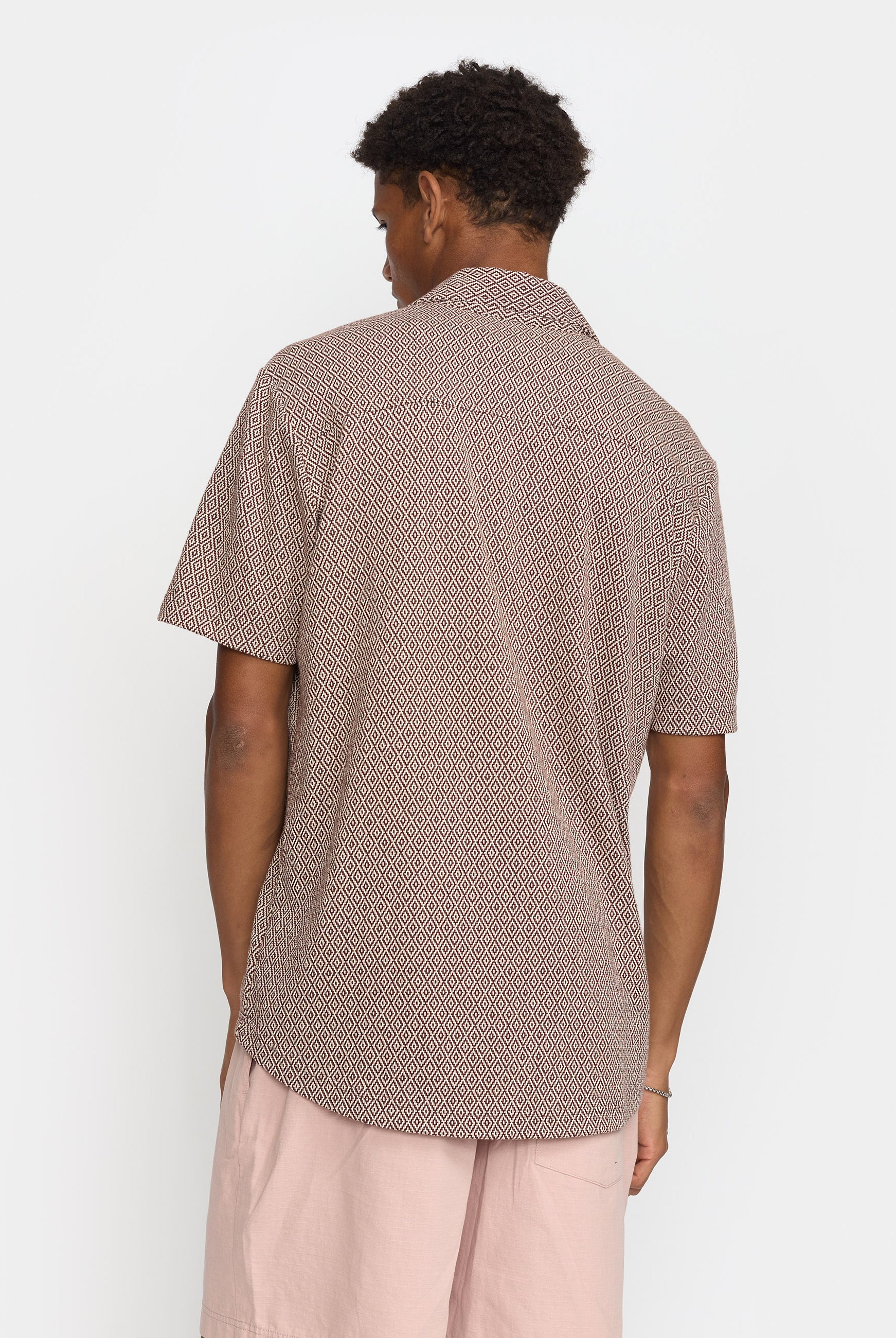 Revolution Jaquard Short-sleeved Cuban Shirt Short-sleeve shirts Brown