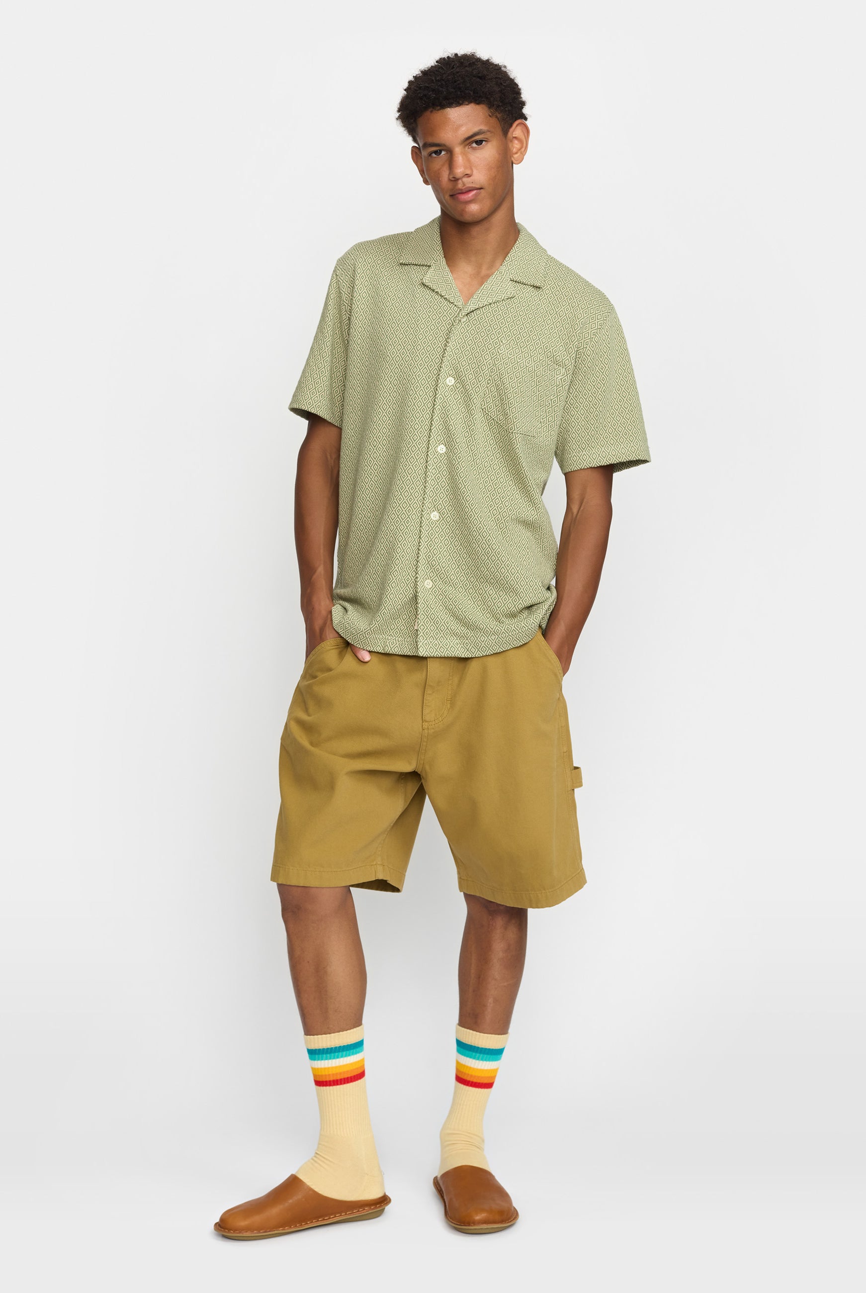 Revolution Jaquard Short-sleeved Cuban Shirt Short-sleeve shirts Green