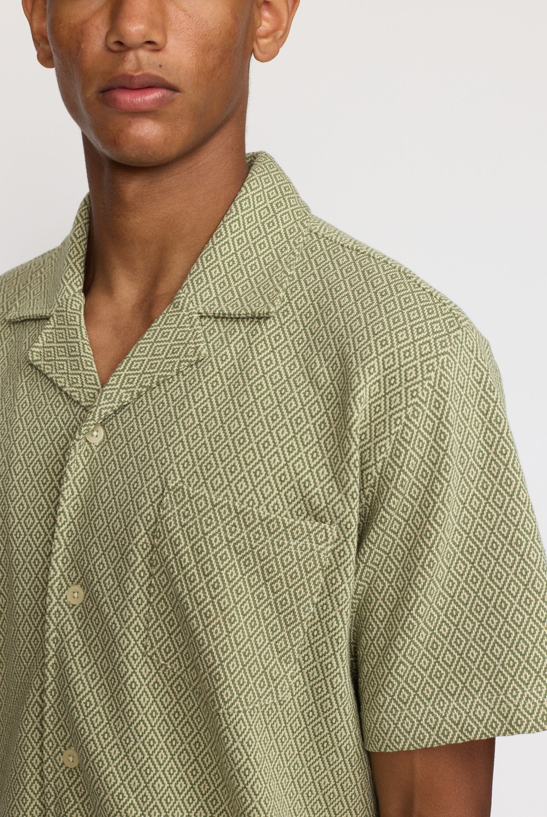 Revolution Jaquard Short-sleeved Cuban Shirt Short-sleeve shirts Green