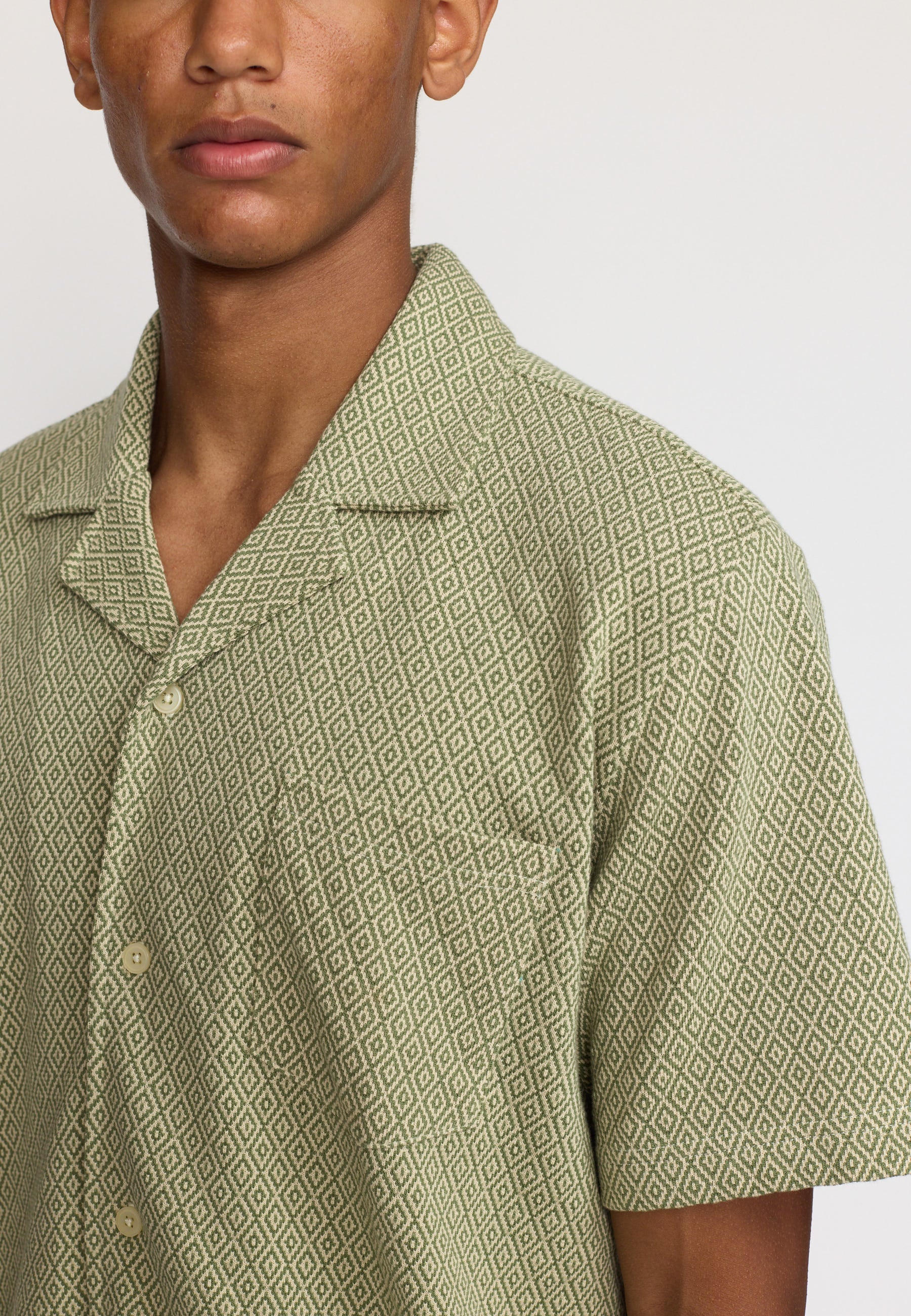 Revolution Jaquard Short-sleeved Cuban Shirt Short-sleeve shirts Green