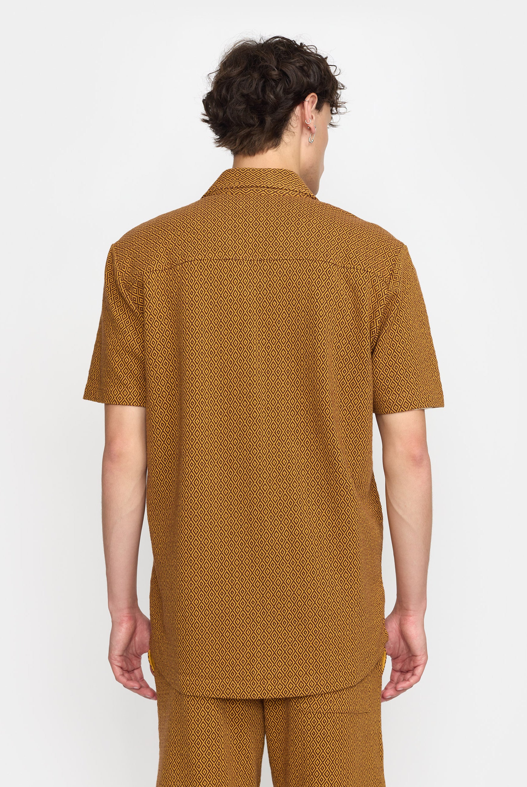 Revolution Jaquard Short-sleeved Cuban Shirt Short-sleeve shirts Yellow
