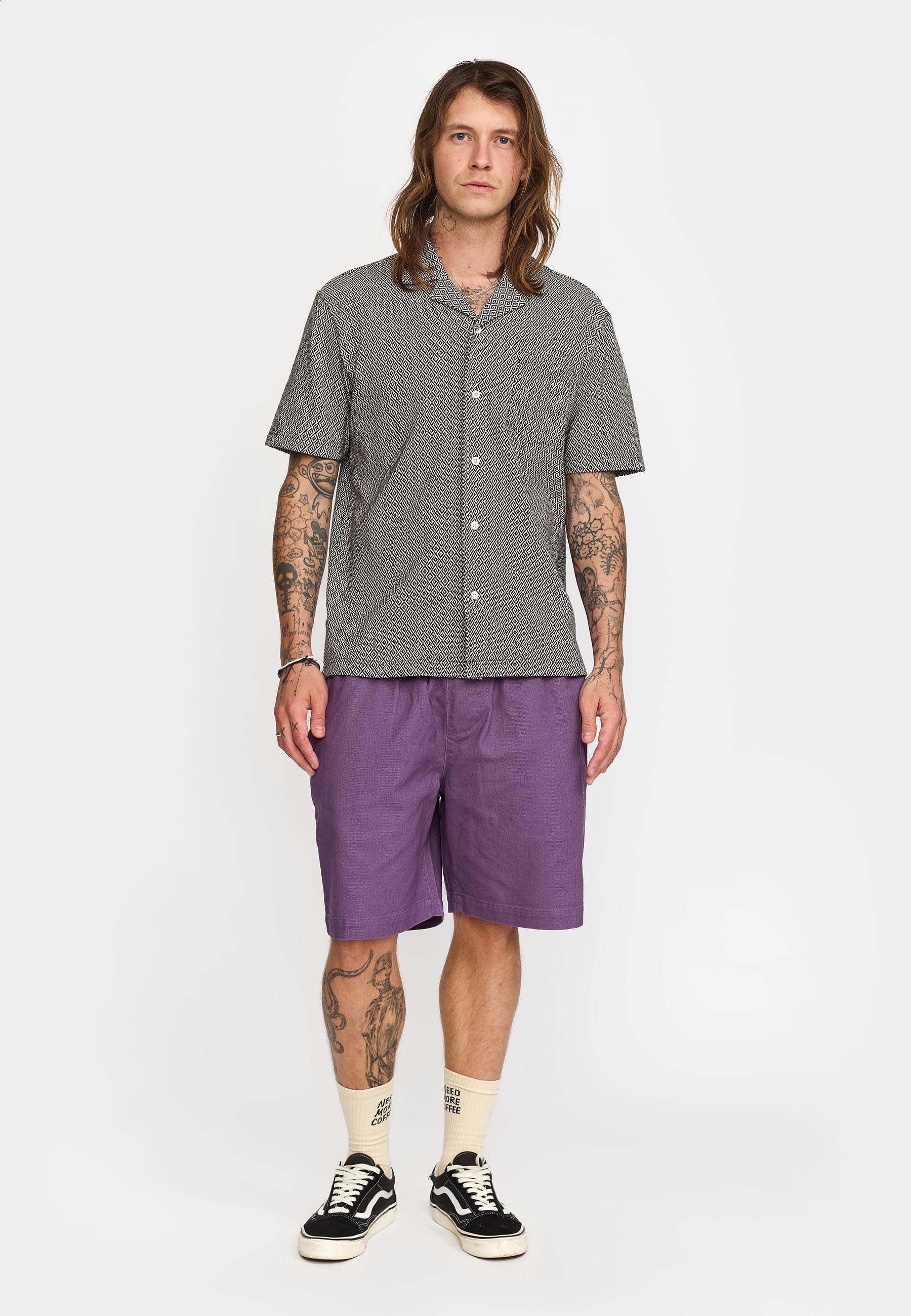 Revolution Jaquard Short-sleeved Cuban Shirt Short-sleeve shirts Black