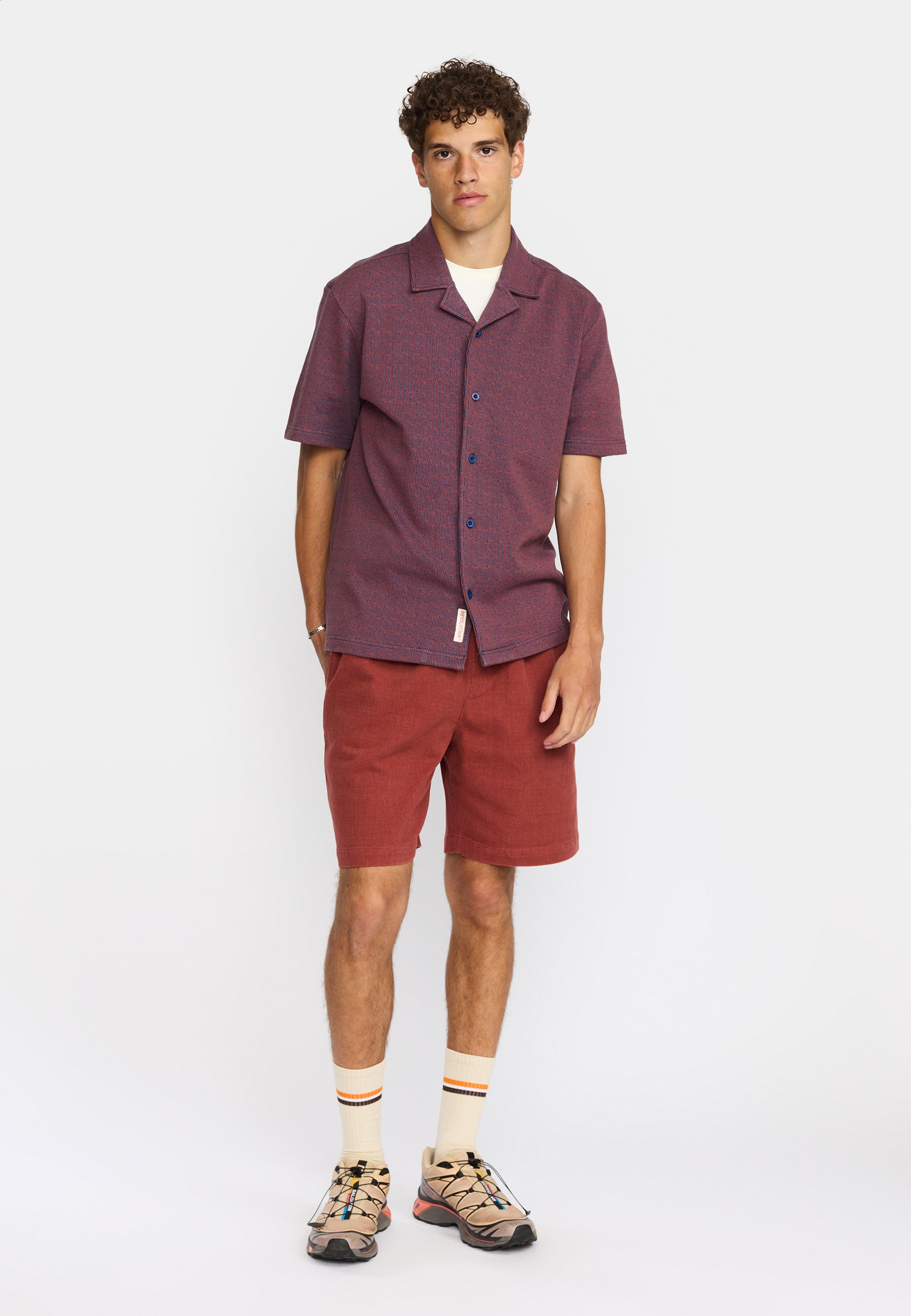 Revolution Jaquard Short-sleeved Cuban Shirt Short-sleeve shirts Navy