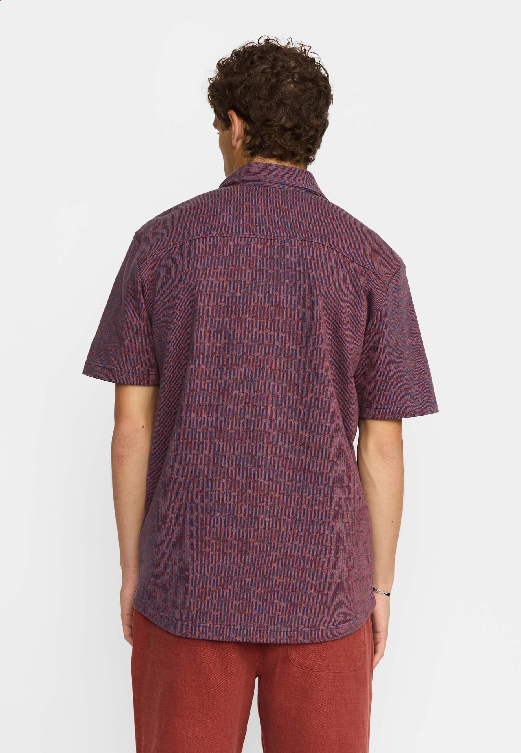 Revolution Jaquard Short-sleeved Cuban Shirt Short-sleeve shirts Navy
