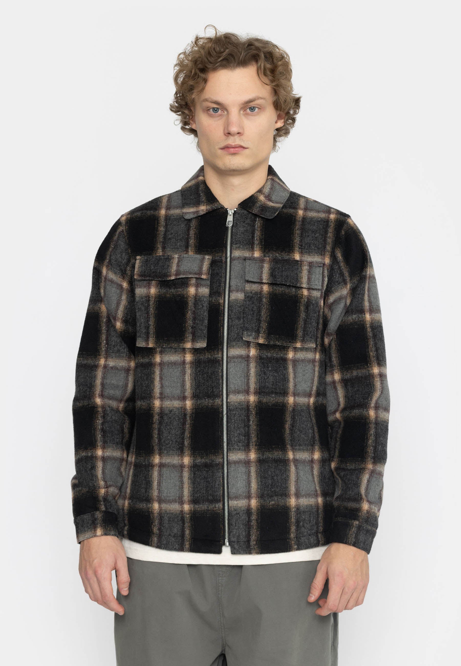 Revolution Lined Overshirt W Zipper Overshirts Black