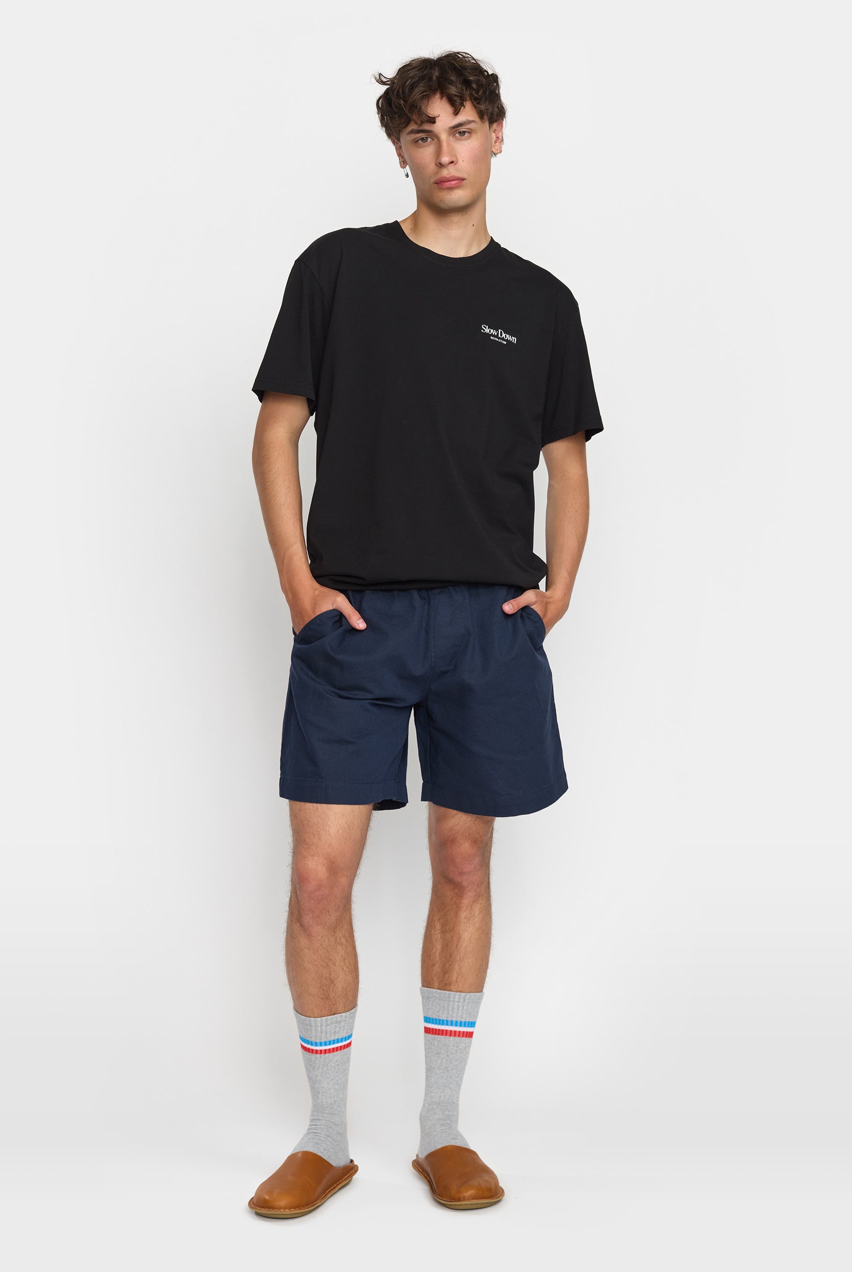 Revolution Linen Shorts Shorts Navy