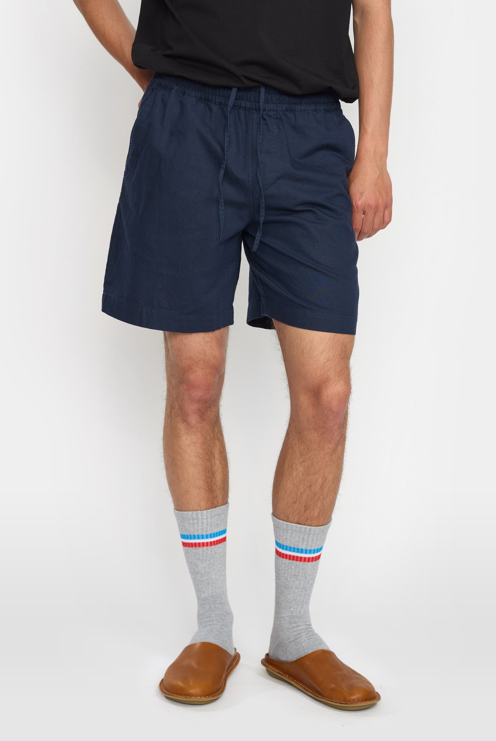 Revolution Linen Shorts Shorts Navy