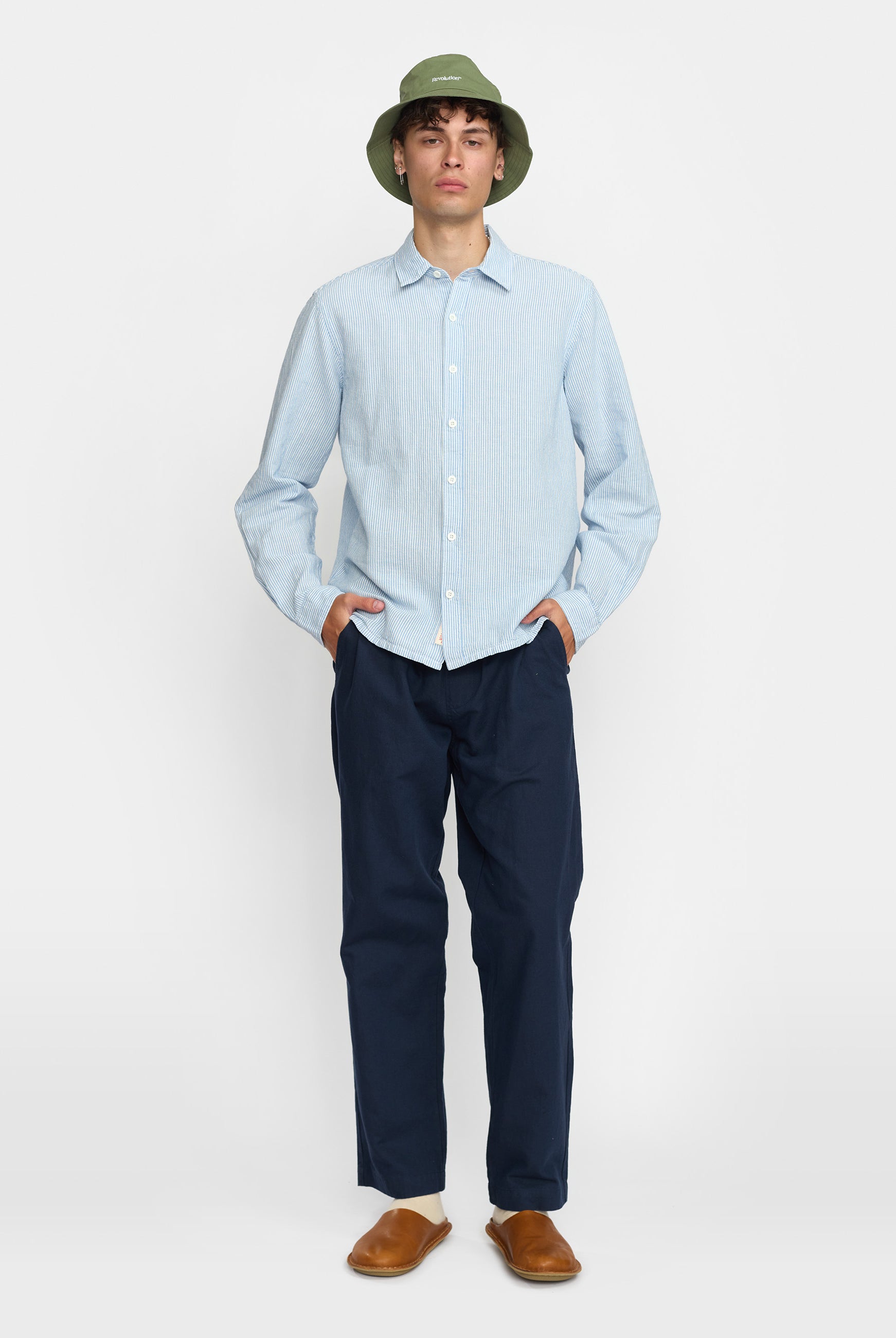 Revolution Linen Trousers Trousers Navy