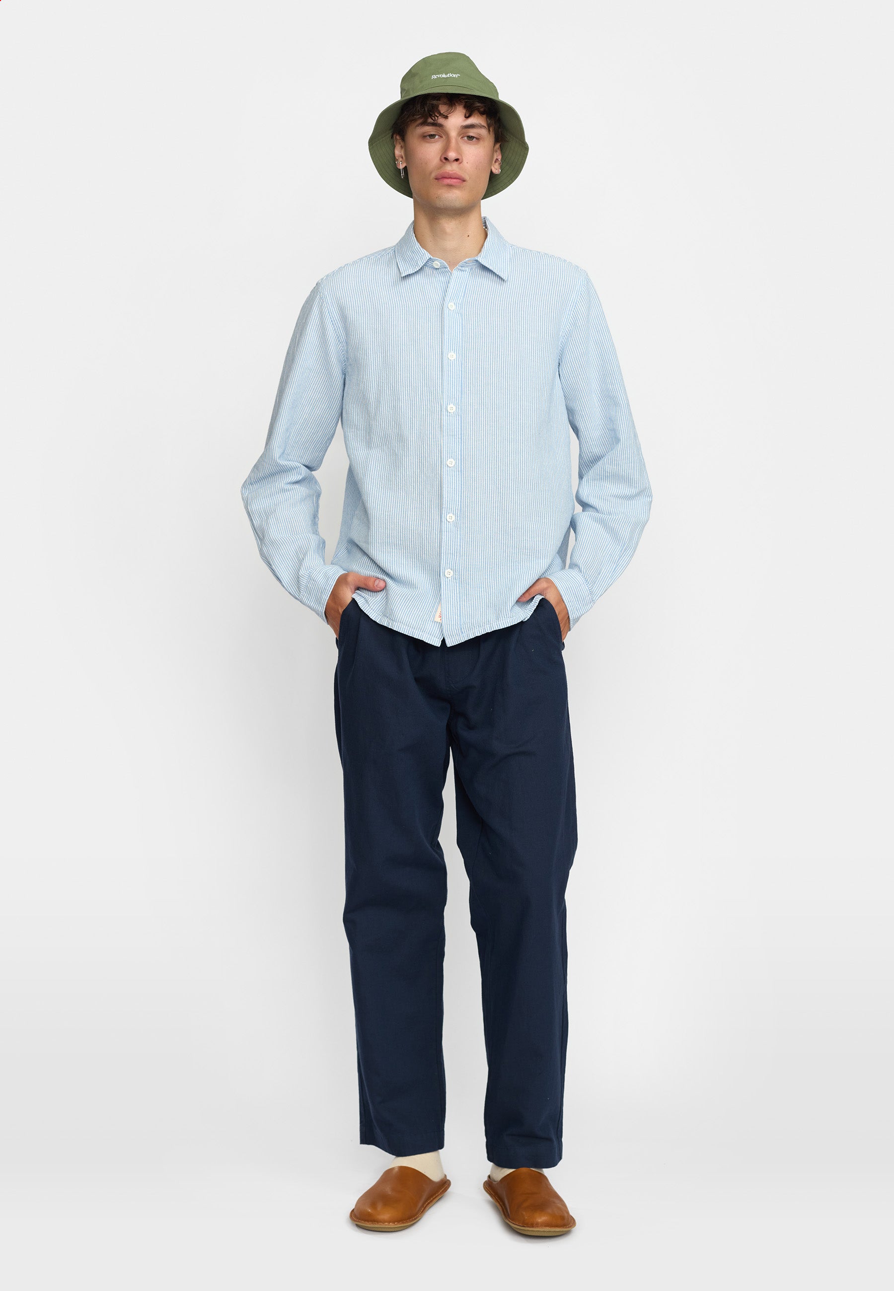 Revolution Linen Trousers Trousers Navy