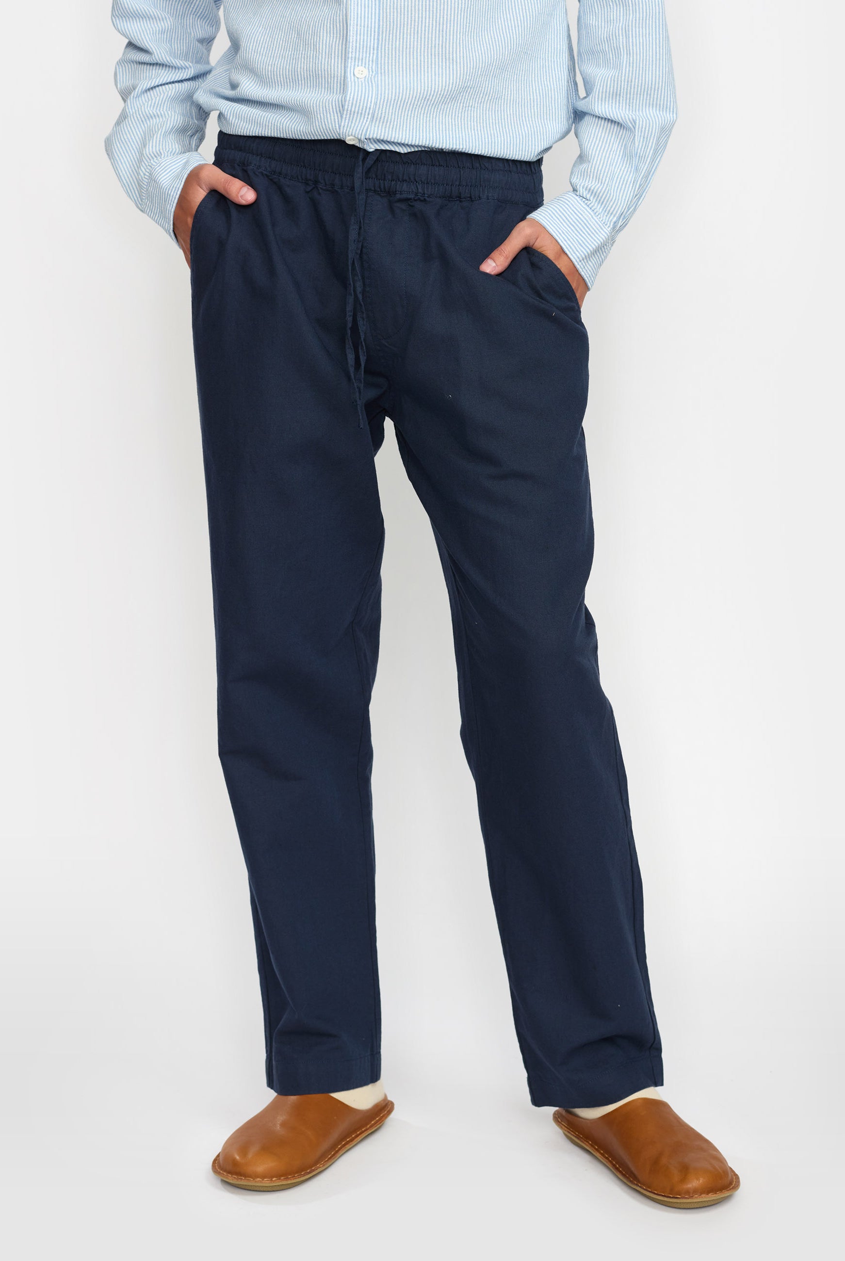 Revolution Linen Trousers Trousers Navy