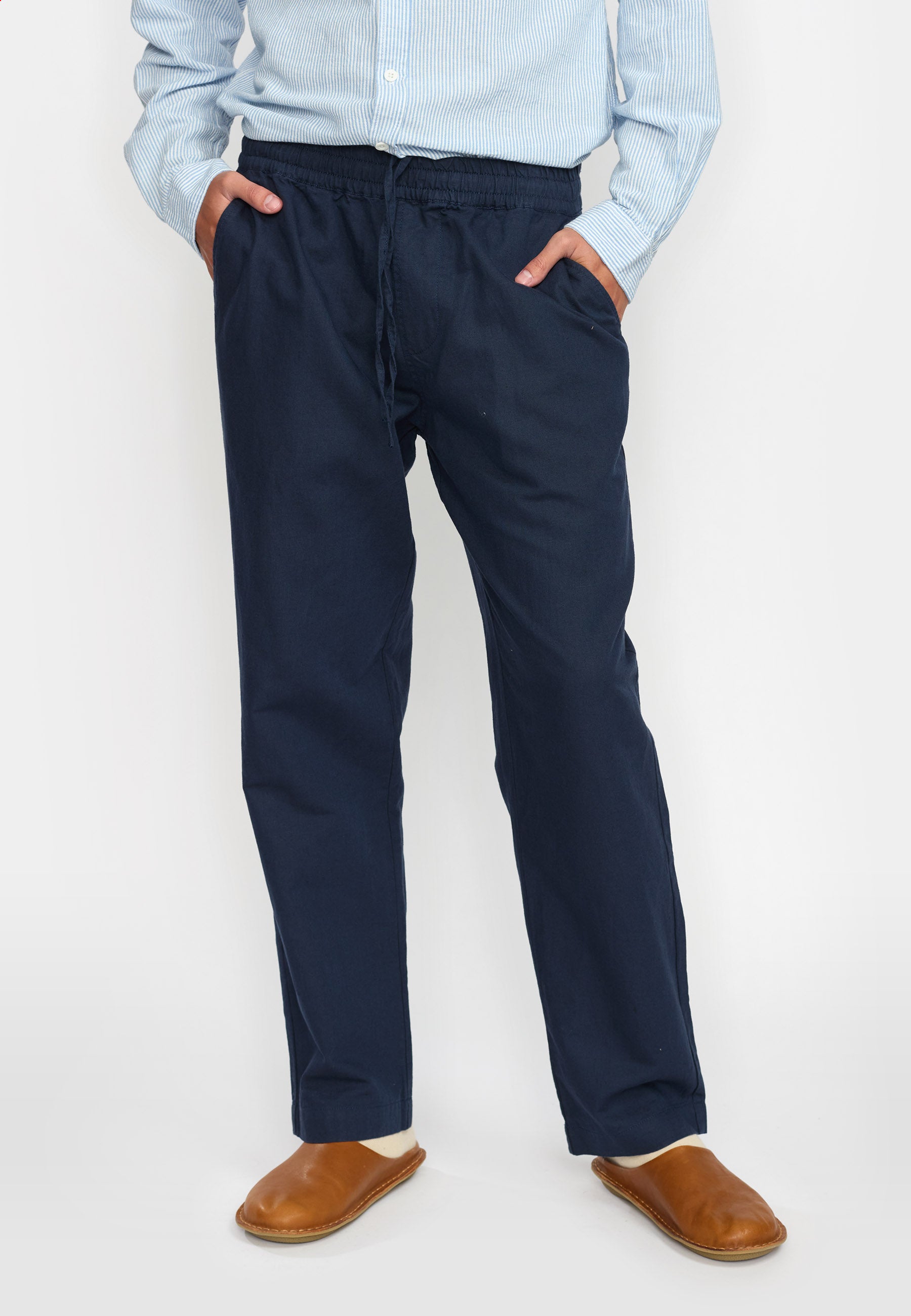 Revolution Linen Trousers Trousers Navy